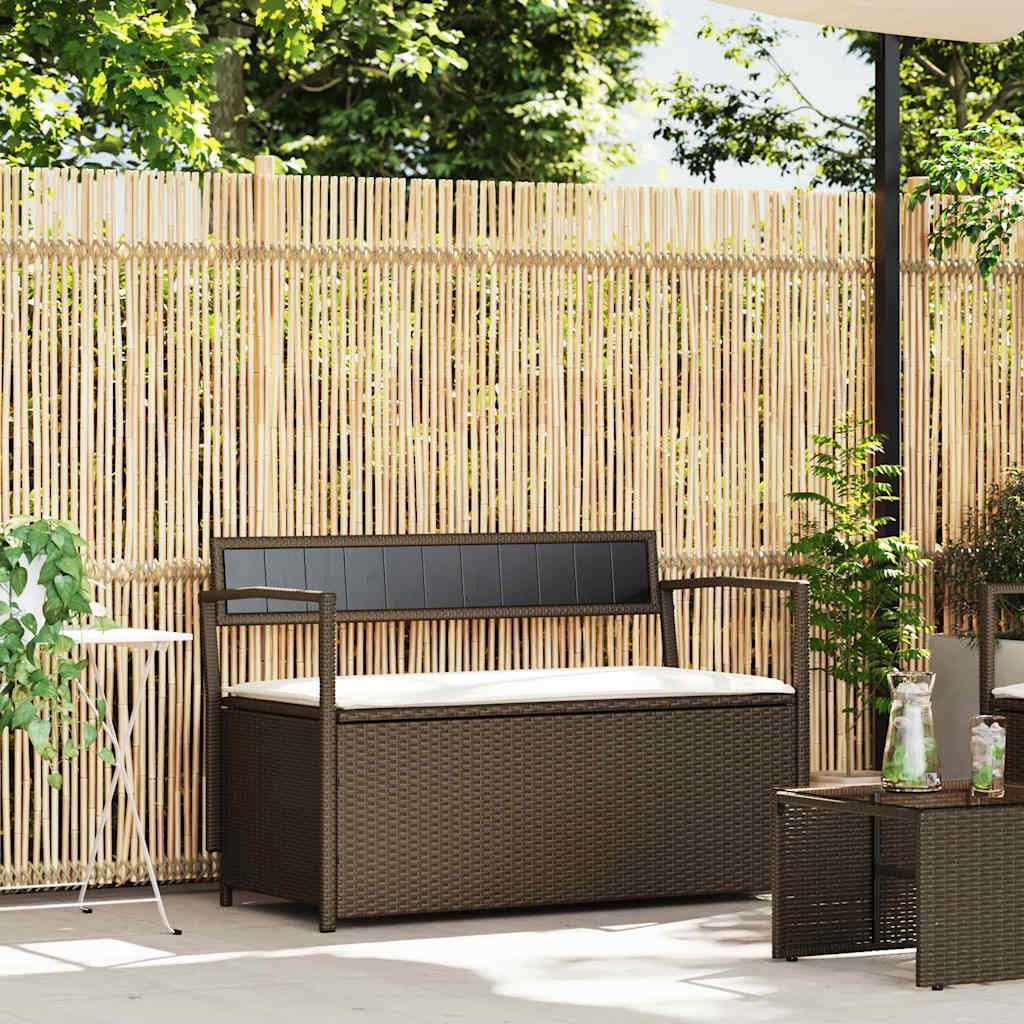 vidaXL Gartenbank Gartenbank mit Stauraum und Kissen Braun Poly Rattan (1-St)