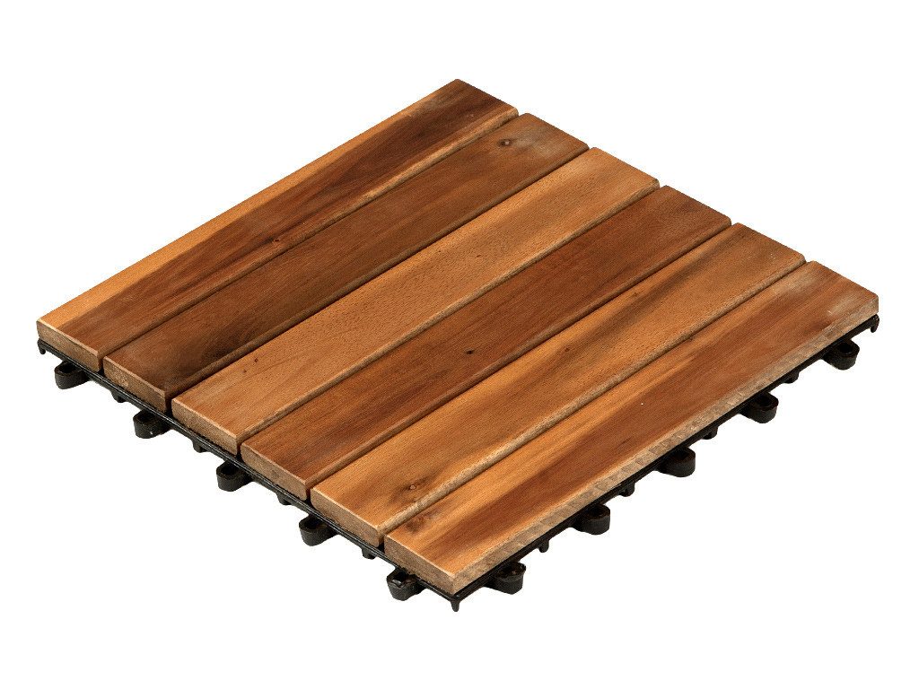 Woodtex Terrassenplatte Terrassenfliese Akazie NATUR-geölt, Holz 30x30, Braun
