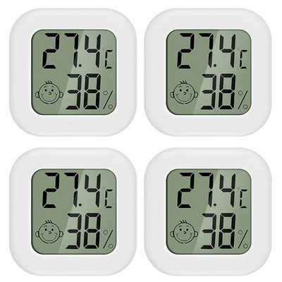 Gontence Bodenthermometer 4 Stück luftfeuchtigkeitsmesser Thermometer Innen Mini LCD Digital, 4-tlg.