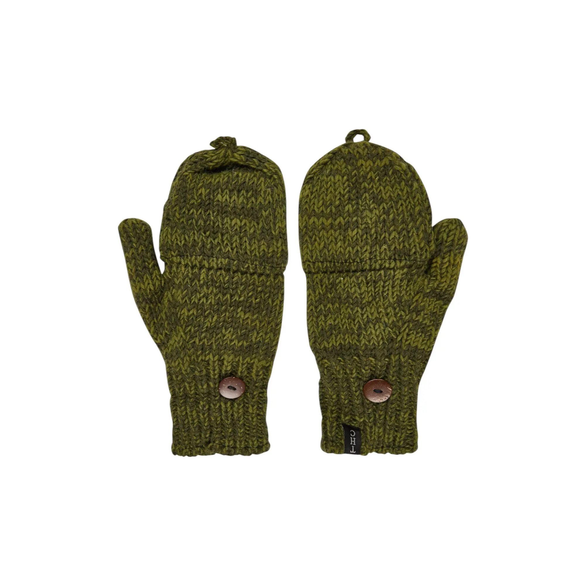 THC Natural Line Strickhandschuhe THC Klapphandschuhe 720 grün (1-St., 1 Paar) abklappbare Fingerspitzen