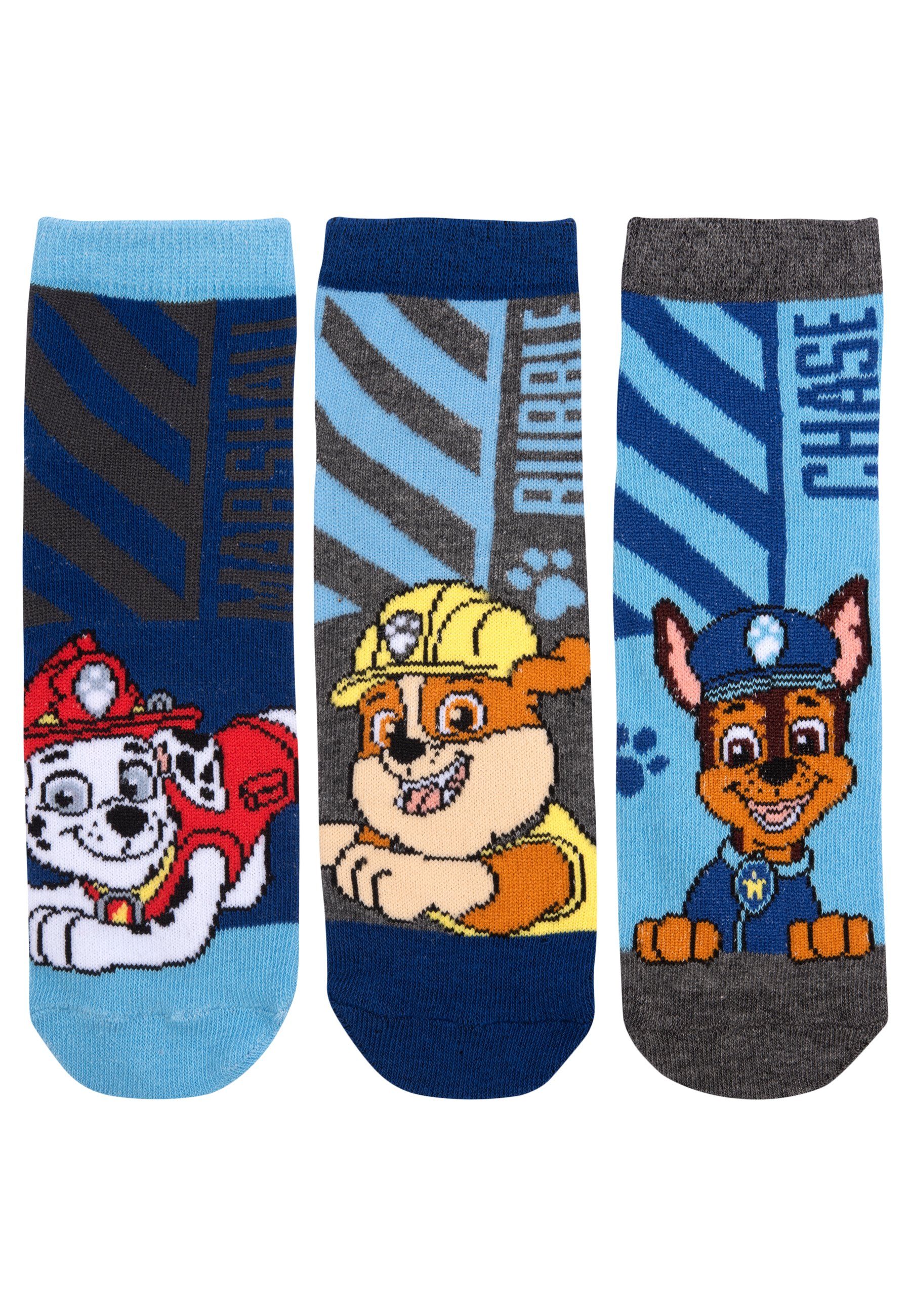 United Labels® Socken Socken Sneaker Kinder für (3er Jungen Patrol Bunt Pack) Paw
