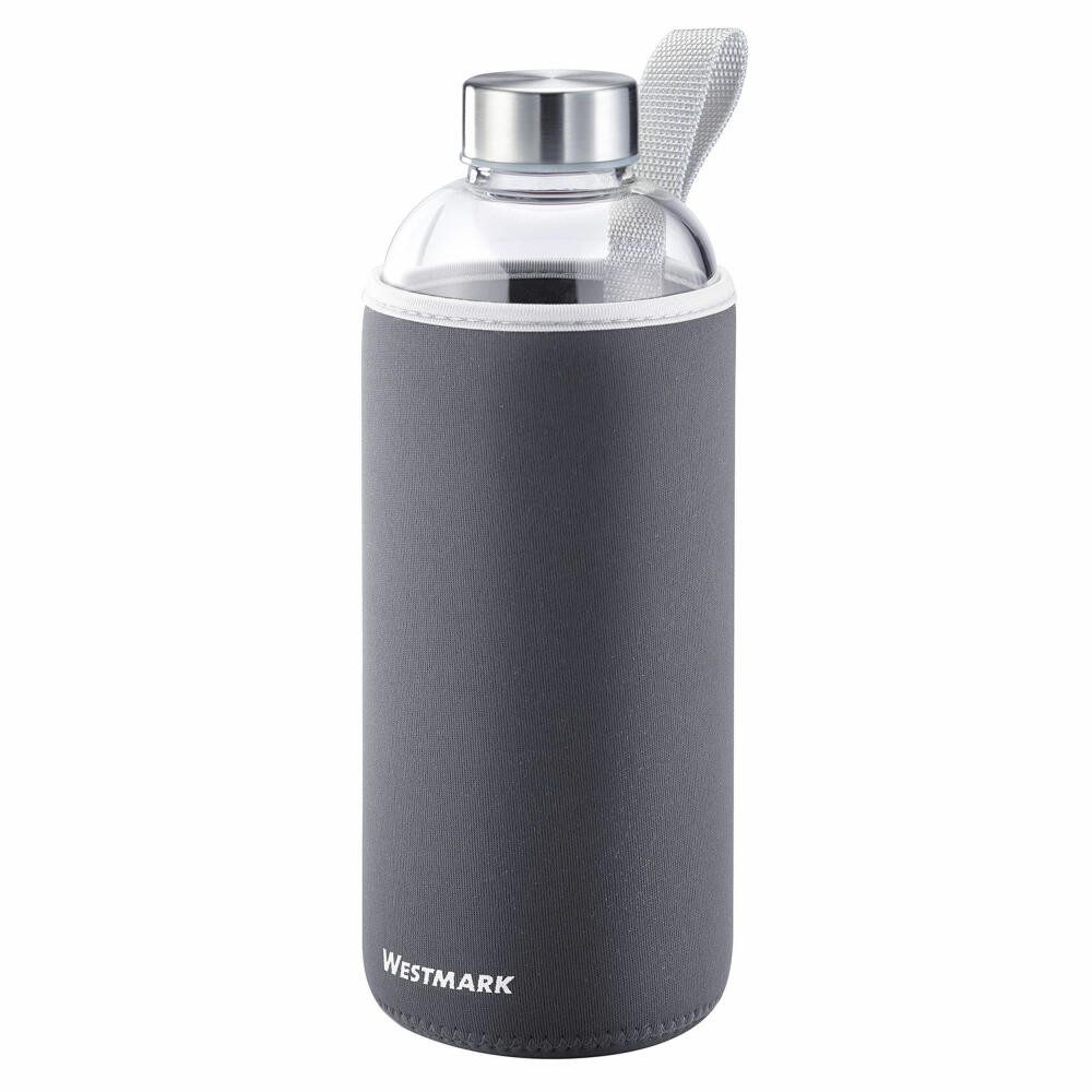 Trinkflasche Trinkflasche »Viva« aus Glas 1 l, mit Cover, anthrazit