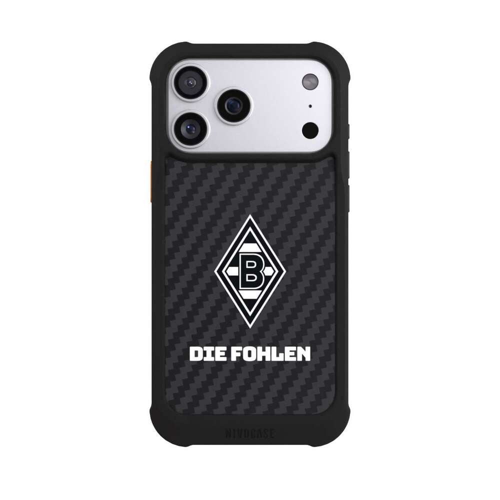 NIVOCASE Handyhülle Borussia Mönchengladbach Carbon Gladbach Die Fohlen Carbon, Apple iPhone 17 Pro Max Hülle Stoßfeste Handyhülle