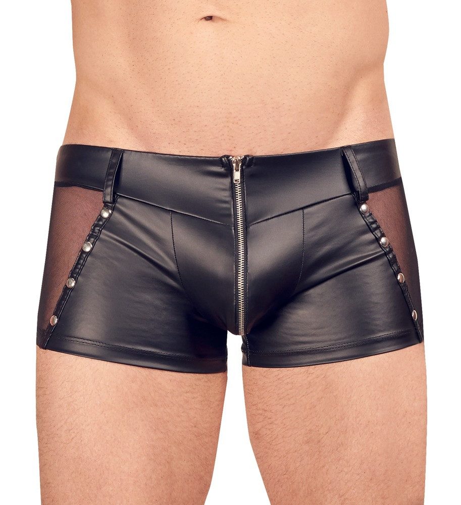 Boxershorts Boxershorts mit Reißverschluss im Wetlook - schwarz