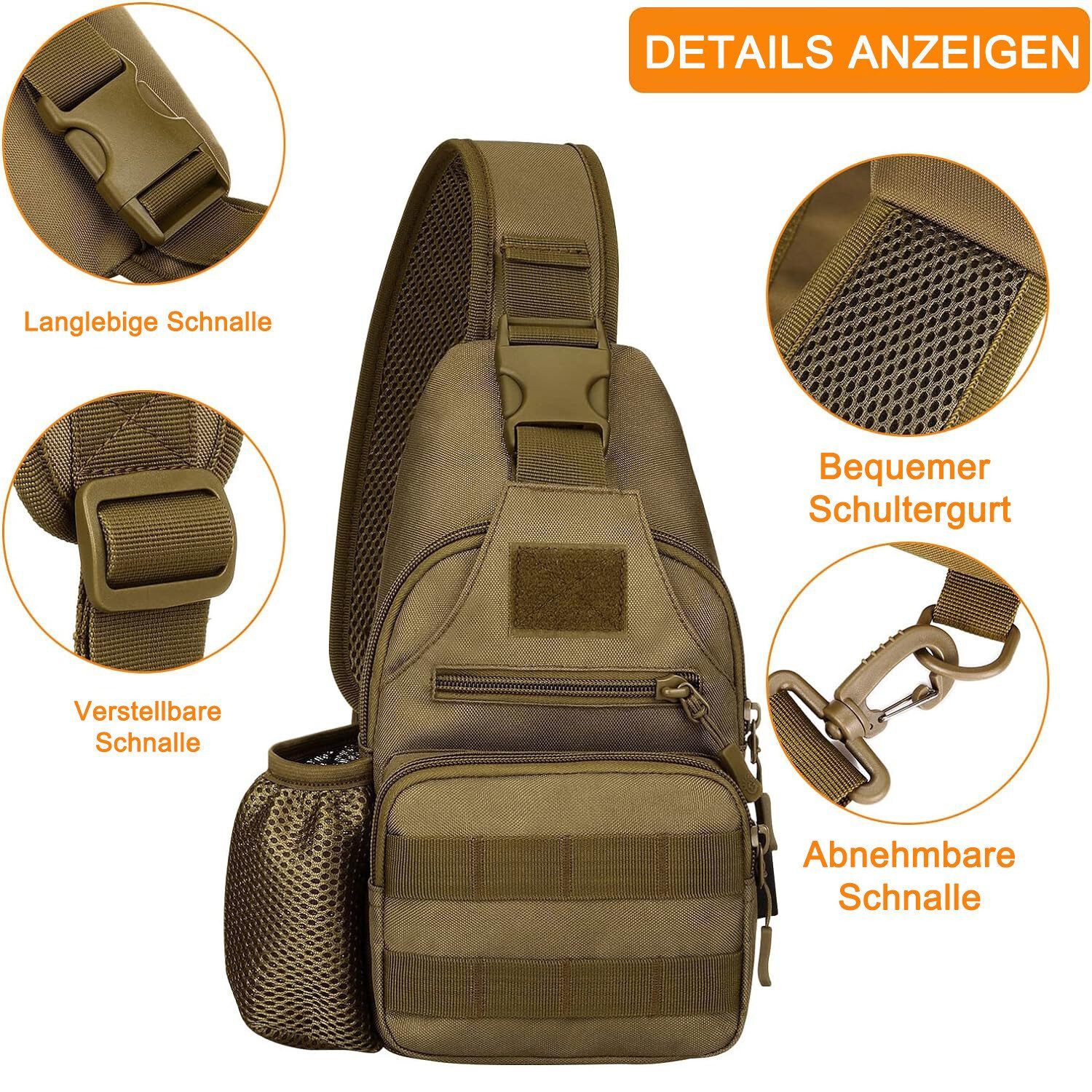 AURIVION Schultertasche Crossbody Umhängetasche mit verstellbarem Schultergurt (Set, 1-tlg., Praktische Tasche für Freizeit, Reise und Alltag), Schultertasche & Rucksack Kombination für unterwegs