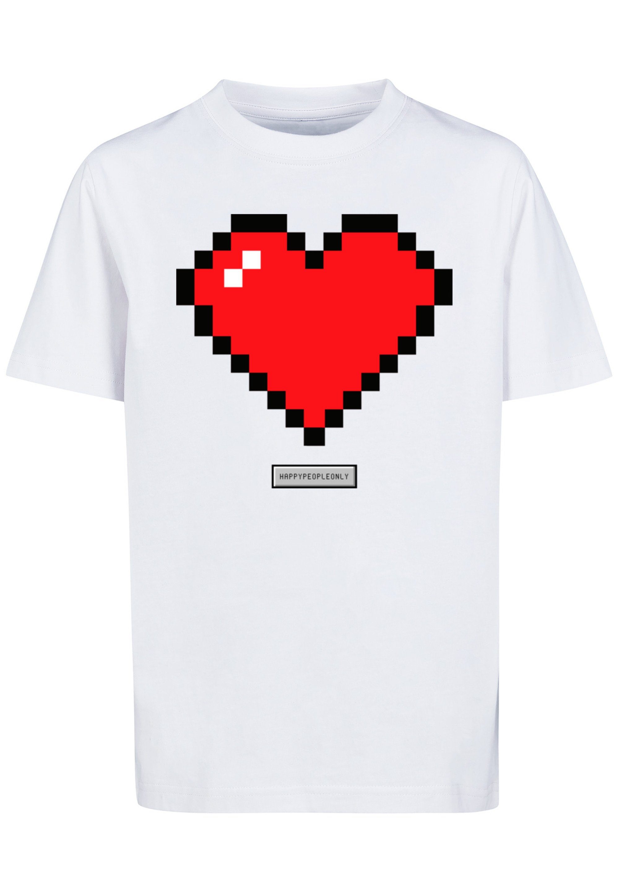 F4NT4STIC Happy Vibes Pixel weiß Herz Print Good People T-Shirt