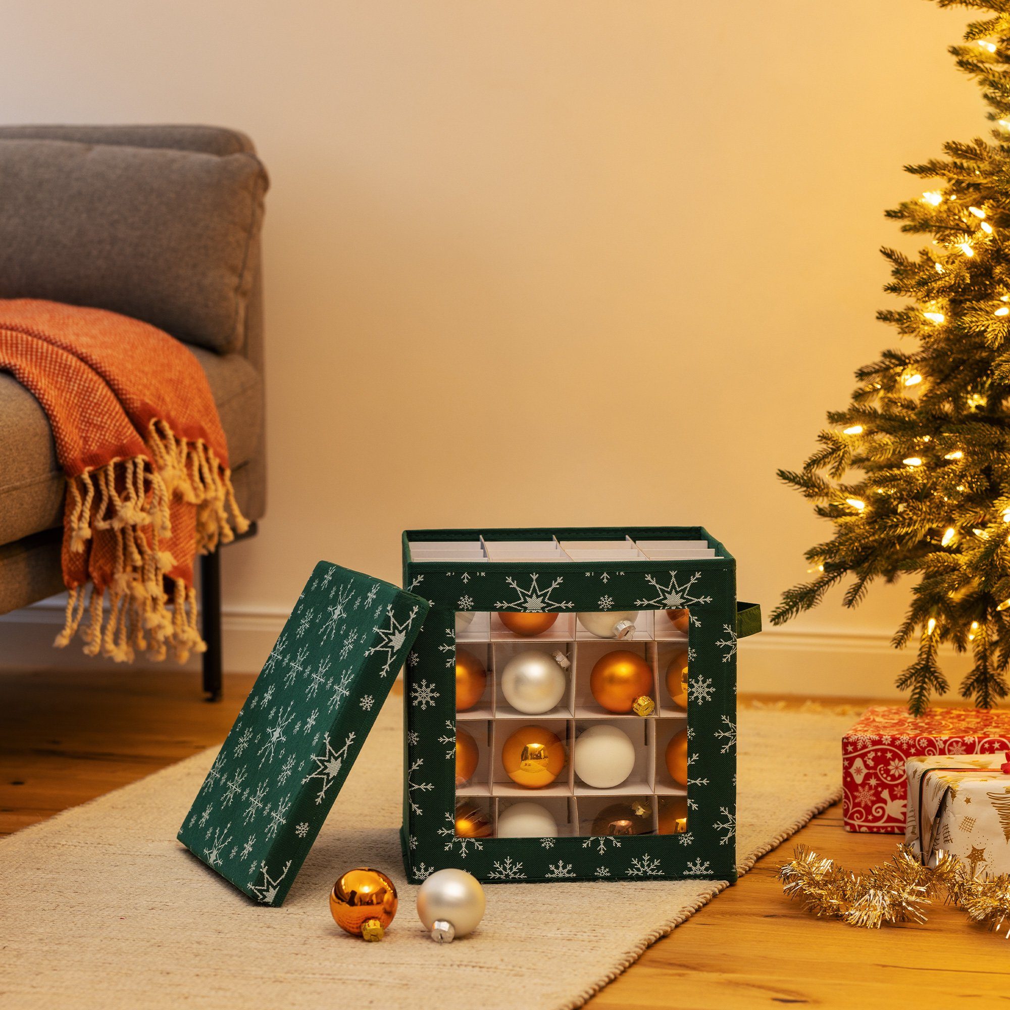Navaris Aufbewahrungsbox Aufbewahrungsbox für 64 Christbaumkugeln günstig online kaufen
