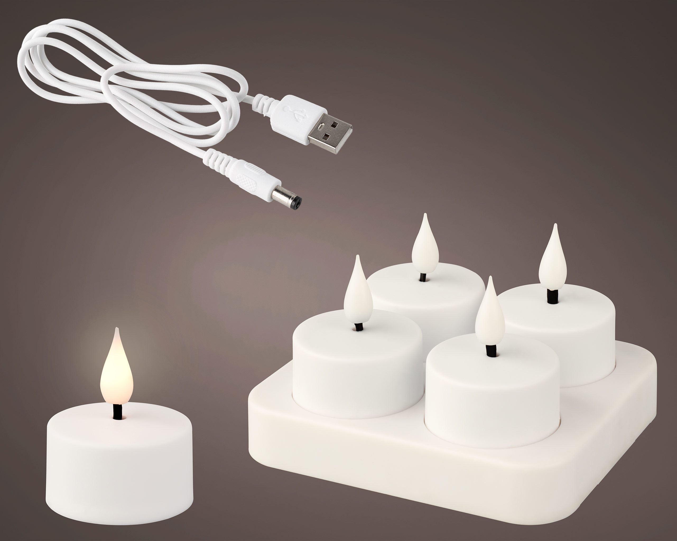 Lumineo LED-Kerze, LED Teelichter 4cm Kunststoff 4er Set Weiß / Warmweiß günstig online kaufen