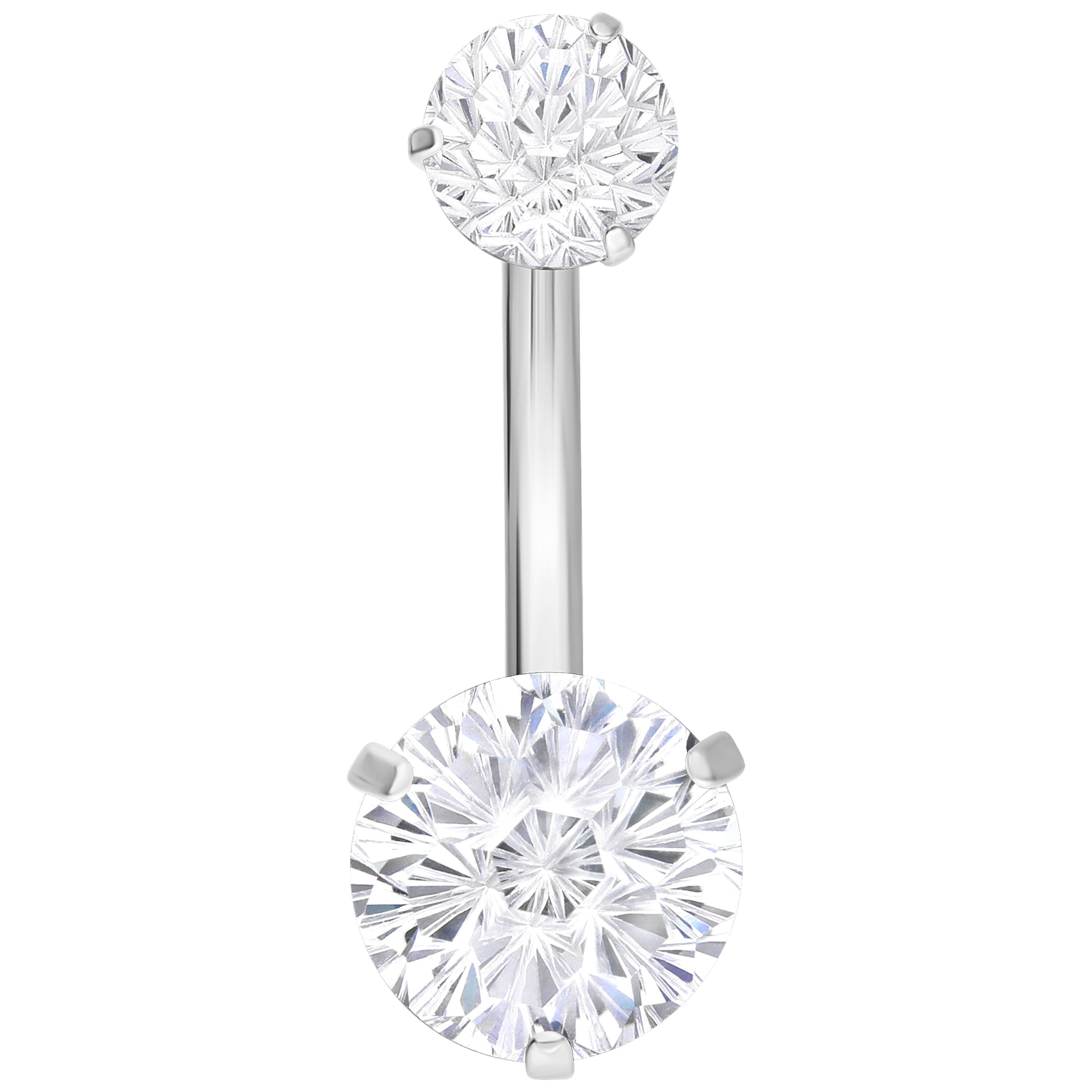 Wildcat Bauchnabelpiercing Firework Crystal Bananabell für Bauchnabel, 1 Stück, Titan Grad 23 - wasserfest, hautverträglich, Silber-Kristallklar