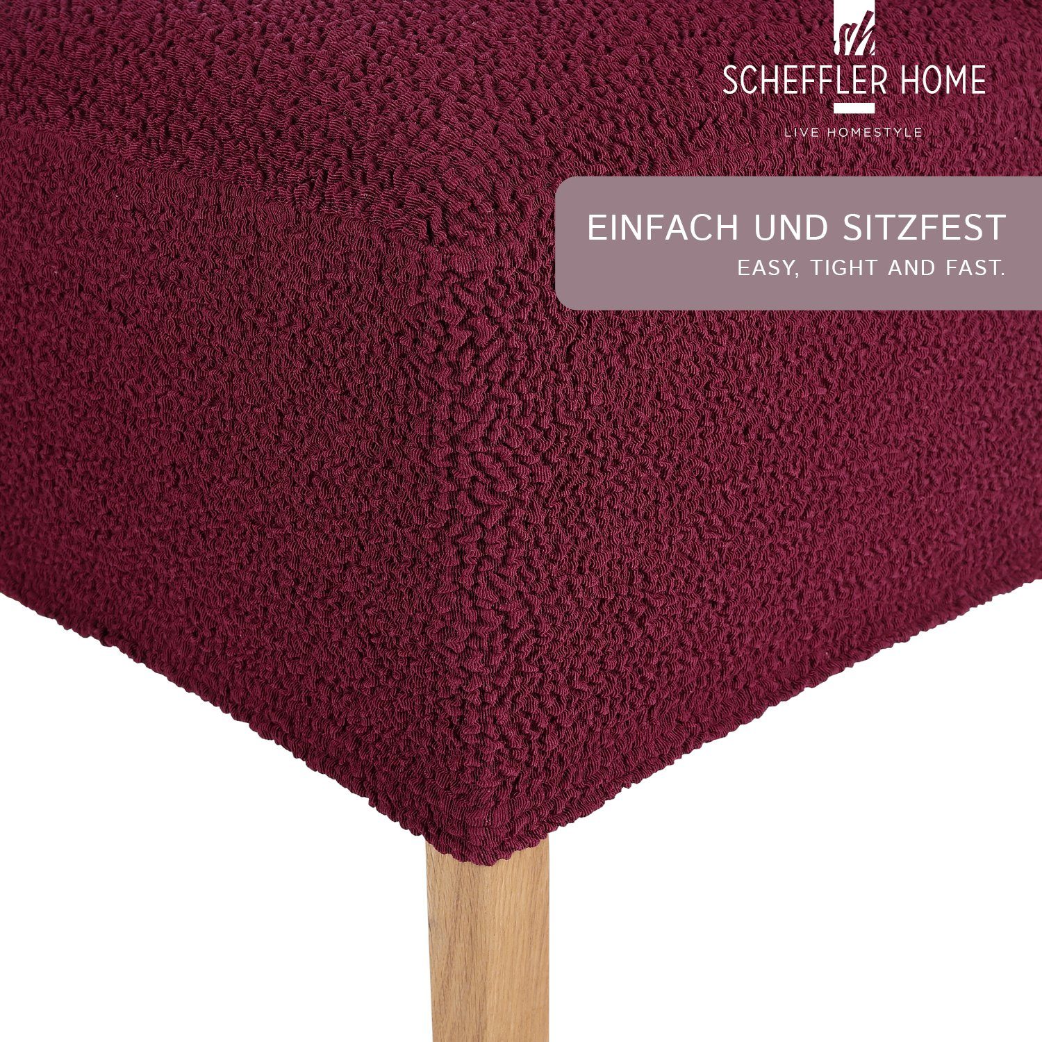 HOMESTYLE Stretch Stuhlhusse LIVE SCHEFFLER-HOME Jacquard Stuhlhussen, Rot Lea sh