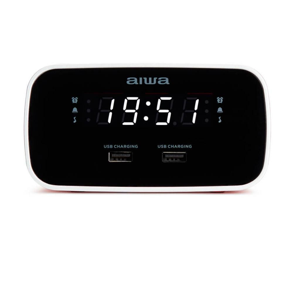 Aiwa Radiowecker CRU-19 Radiowecker LED-Display USB Ladefunktion Dimmer USB Ladeports