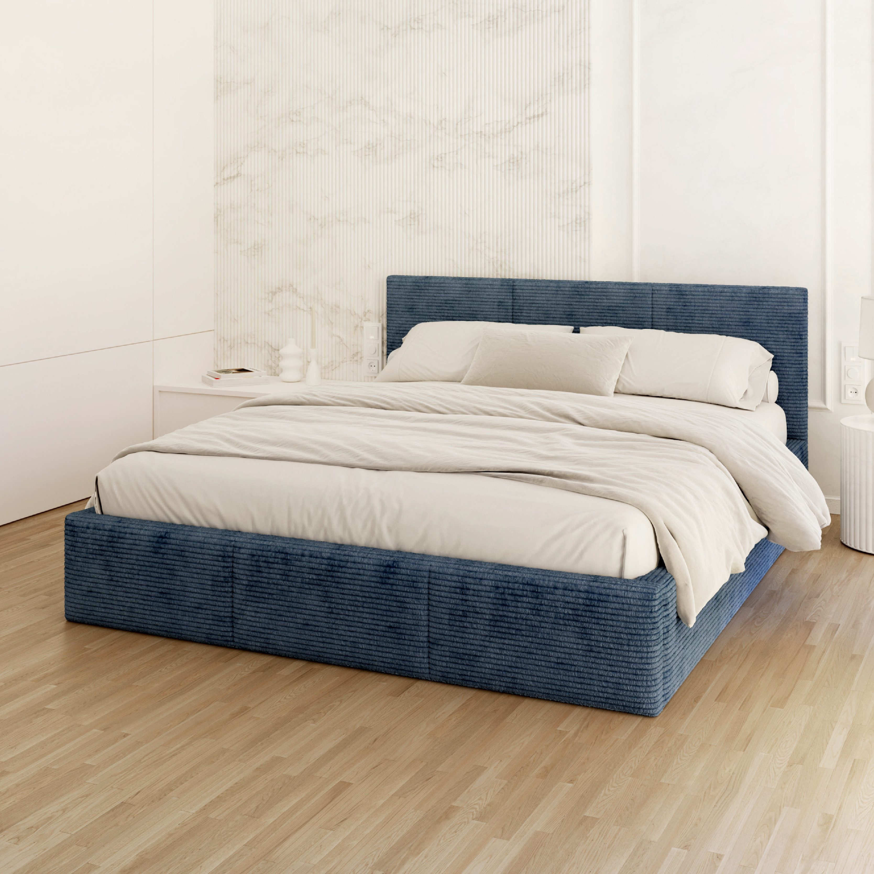 FDM Polsterbett AMBER modern mit Bettkasten MADE IN EU - mit Cord Bezug (ve günstig online kaufen