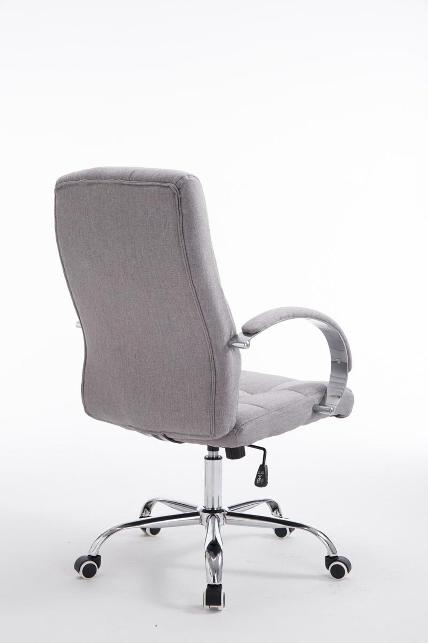 Gestell: Sitz: Mikan höhenverstellbar Bürostuhl - Metall drehbar chrom (Schreibtischstuhl, Stoff TPFLiving - und mit XXL), Drehstuhl, bequemer Chefsessel, grau Rückenlehne Bürostuhl 360°