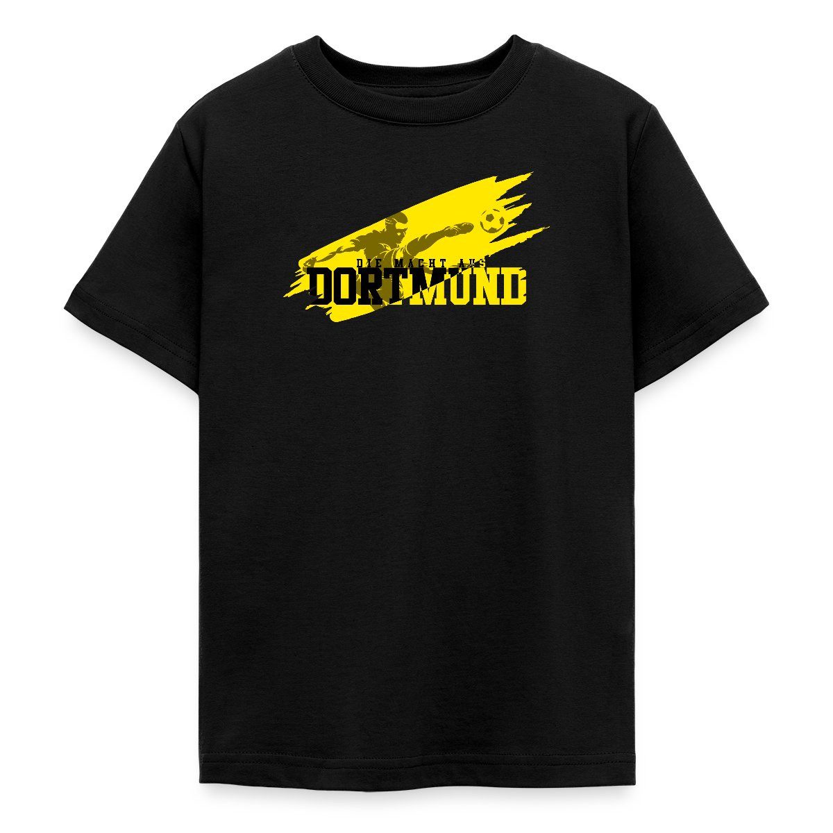 Spreadshirt T-Shirt Die Macht Aus Dortmund Schwarz-Gelb Fußball Fan Teenager T-Shirt (1-tlg)
