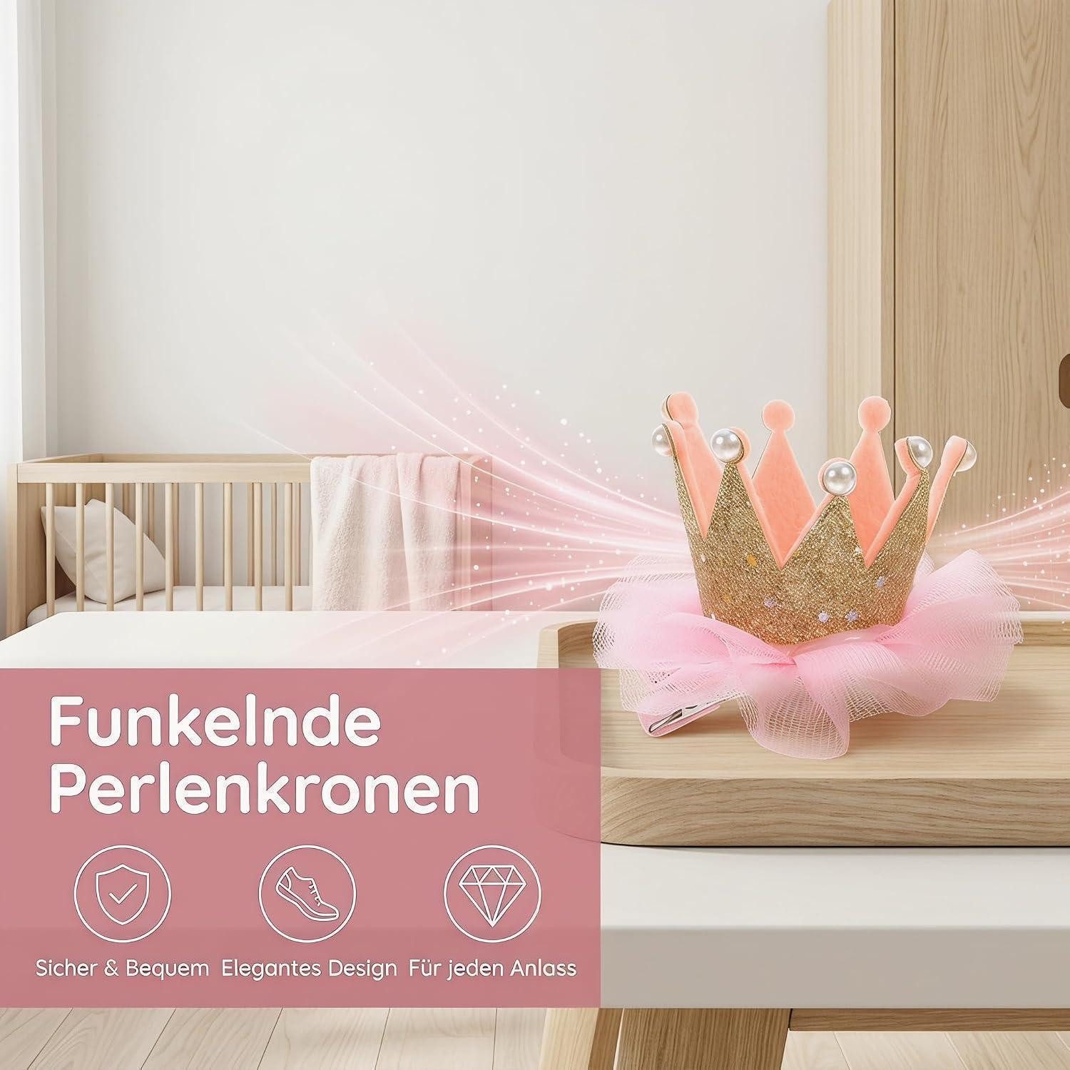 LuxusKollektion Haarspange Haarspangen Kinder Perlenkrone 5cm 3er-Pack