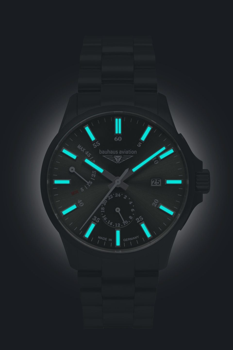 bauhaus Automatikuhr bauhaus aviation 2860M-4, Armbanduhr, Herrenuhr, Titan, Saphirglas, Made in Germany