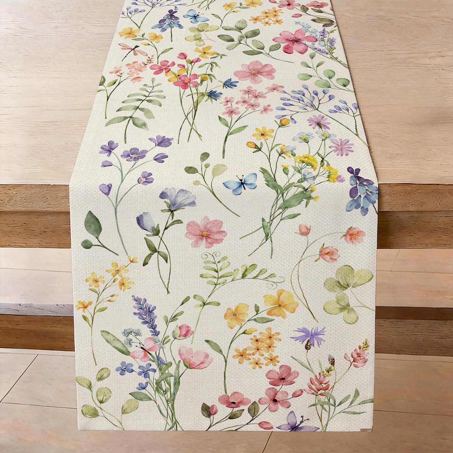 LuxusKollektion Tischläufer Tischläufer Modern Bunt Blumen 33x183 cm