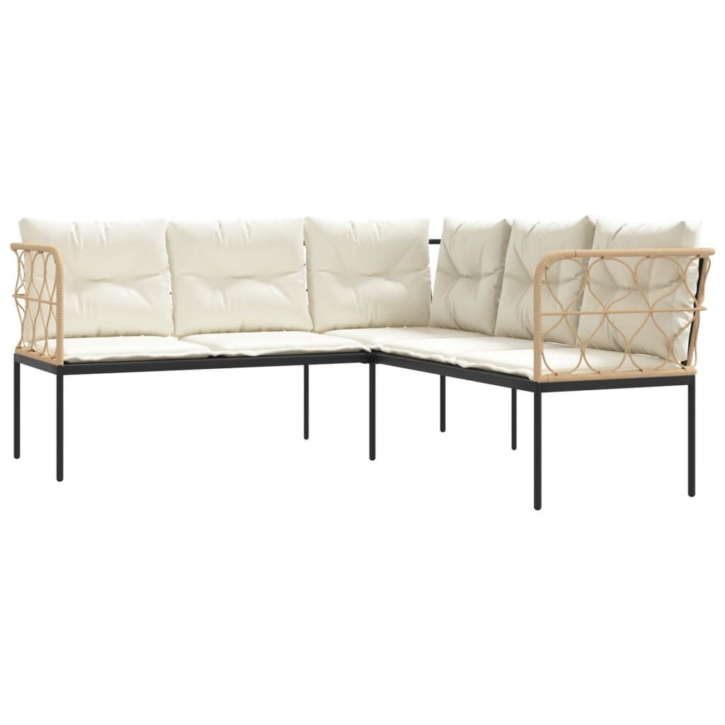 vidaXL Loungesofa Gartensofa in L-Form mit Kissen Schwarz Stahl und Textilene, 1 Teile