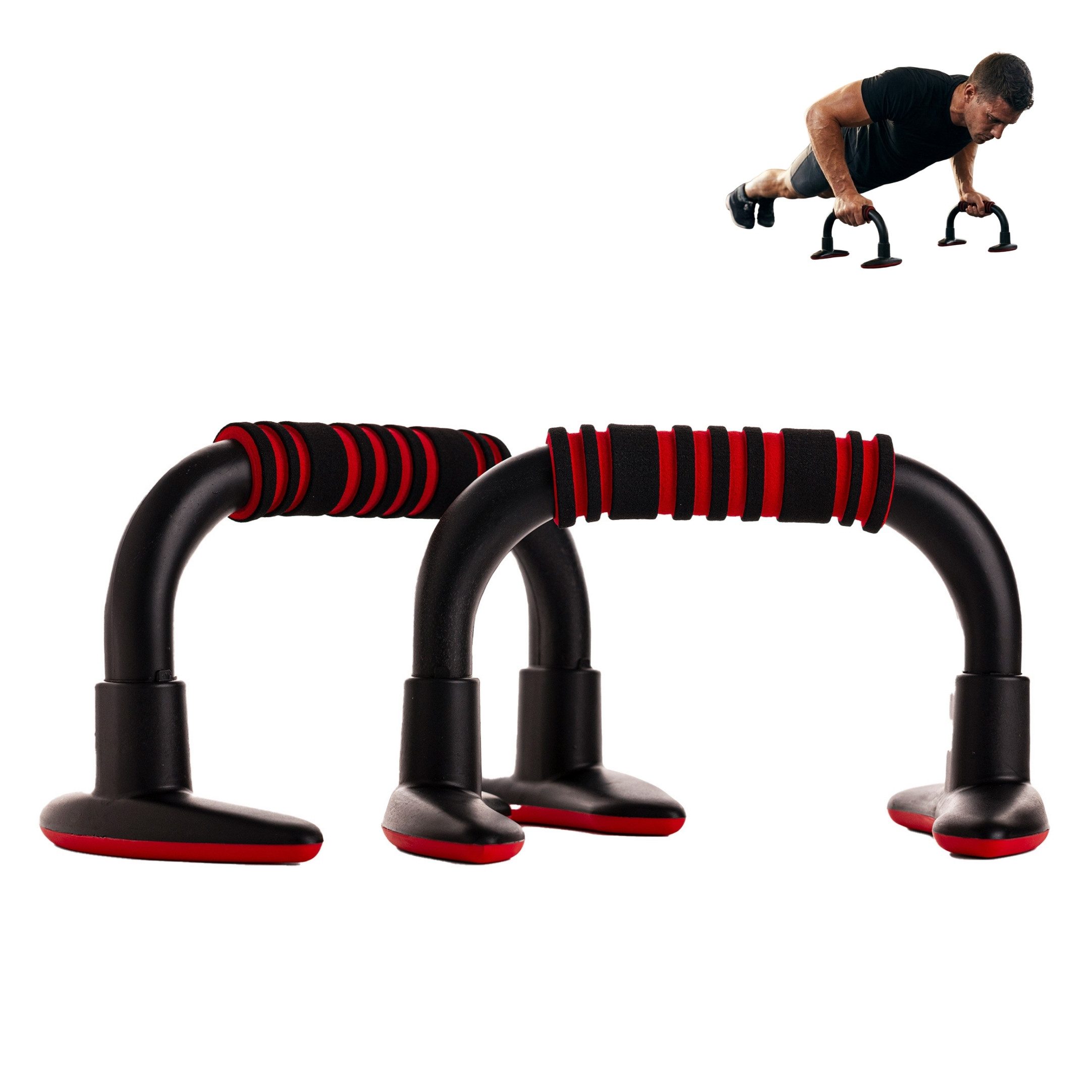 Endless Liegestützgriffe EL1042 Push Up Ständer mit Schaumstoffgriff, Bewegung & Fitness (1 Paar Schiebestangen, Material : Stahl, Kunststoff, Schwarz und Rot, Für Oberkörpertraining mit komfortablem Schaumstoffgriff), Rutschfeste Stangen, Weniger Belastung für das Handgelenk