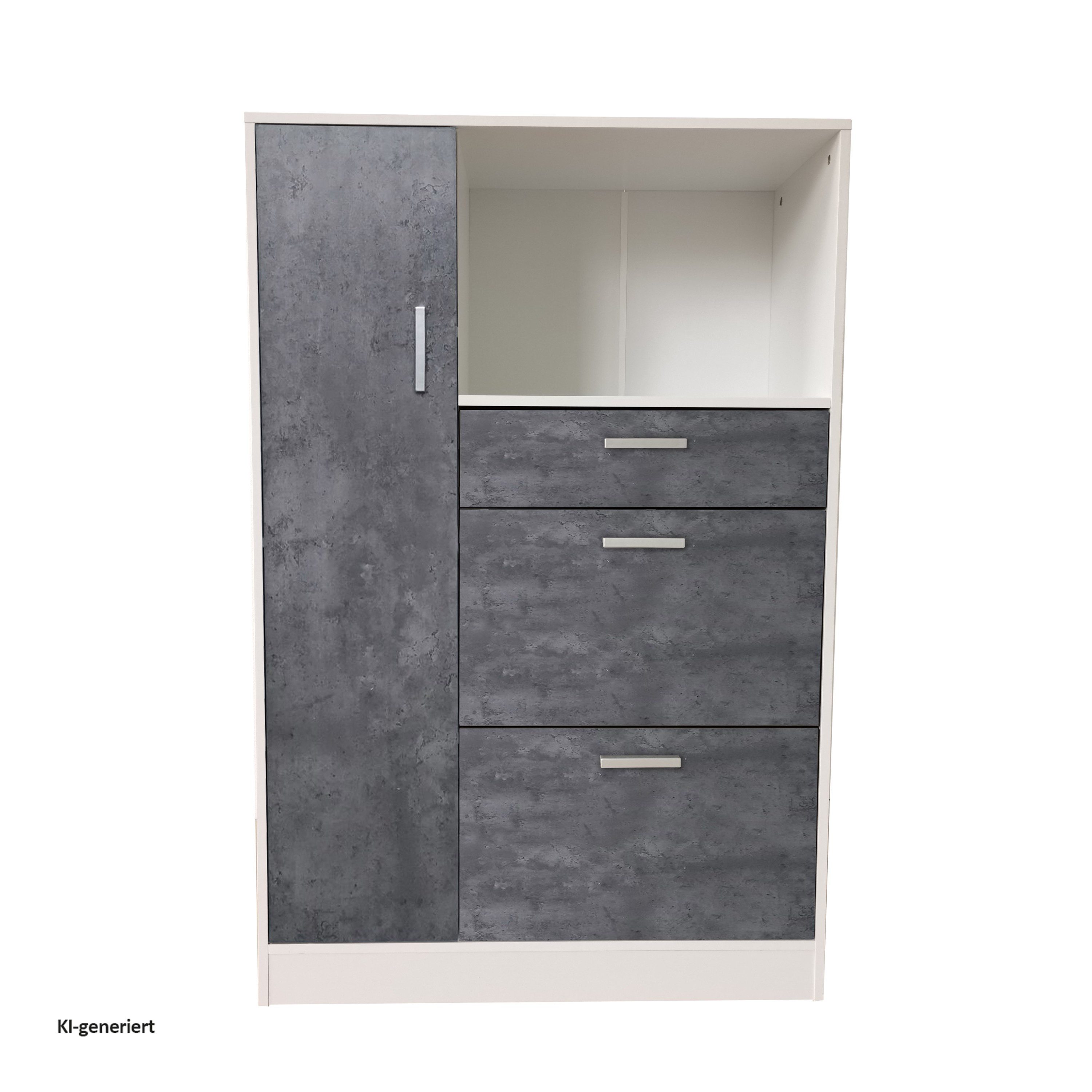 HTI-Line Küchenbuffet Küchenschrank Kombi L Blanca (Stück, 1-St., 1 Küchenschrank Kombi L Blanca) Küchenbuffet Mehrzweckschrank Mikrowellenschrank – Bild 5 von 5