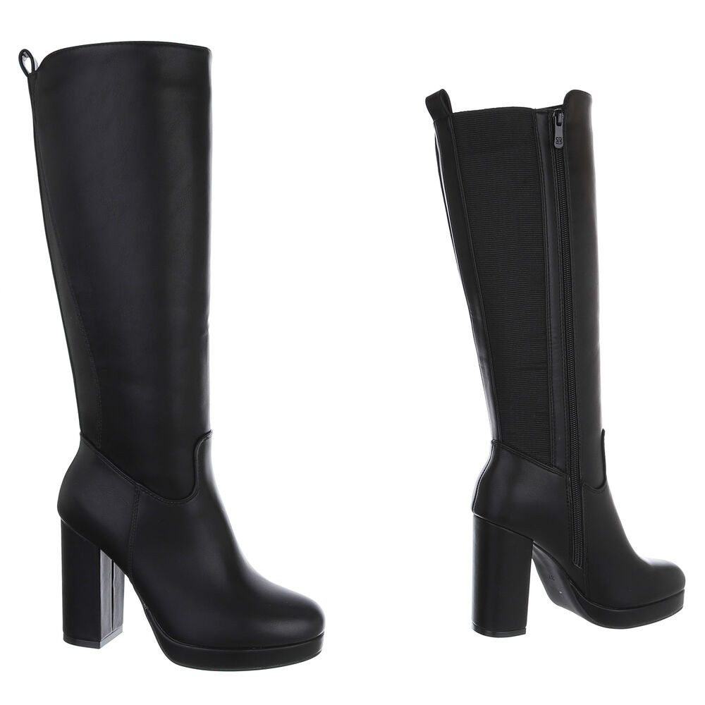 Ital-Design Elegante Stiefel mit Blockabsatz für Damen, vielseitig und modern High-Heel-Stiefel (90927515) Blockabsatz Stiefel in Schwarz – Bild 4 von 5