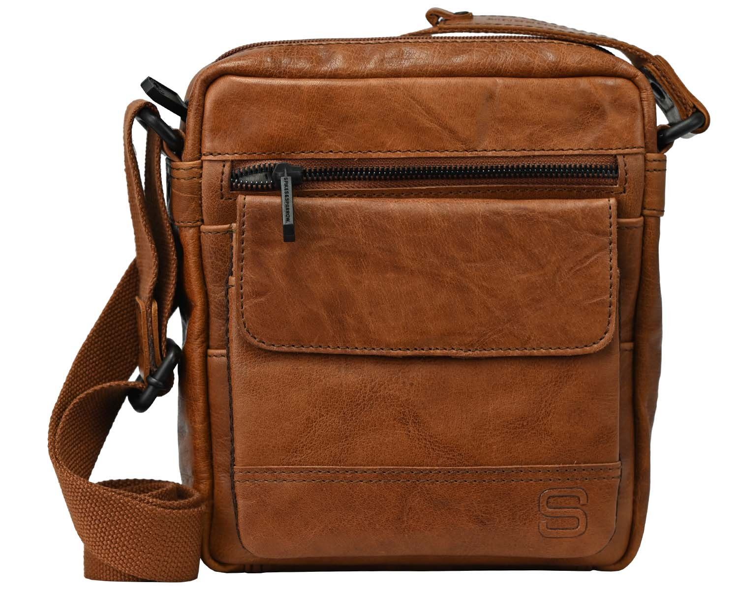 Spikes & Sparrow Umhängetasche Spikes & Sparrow-Leather-Cross-Bag 18x21x5 47-Brandy