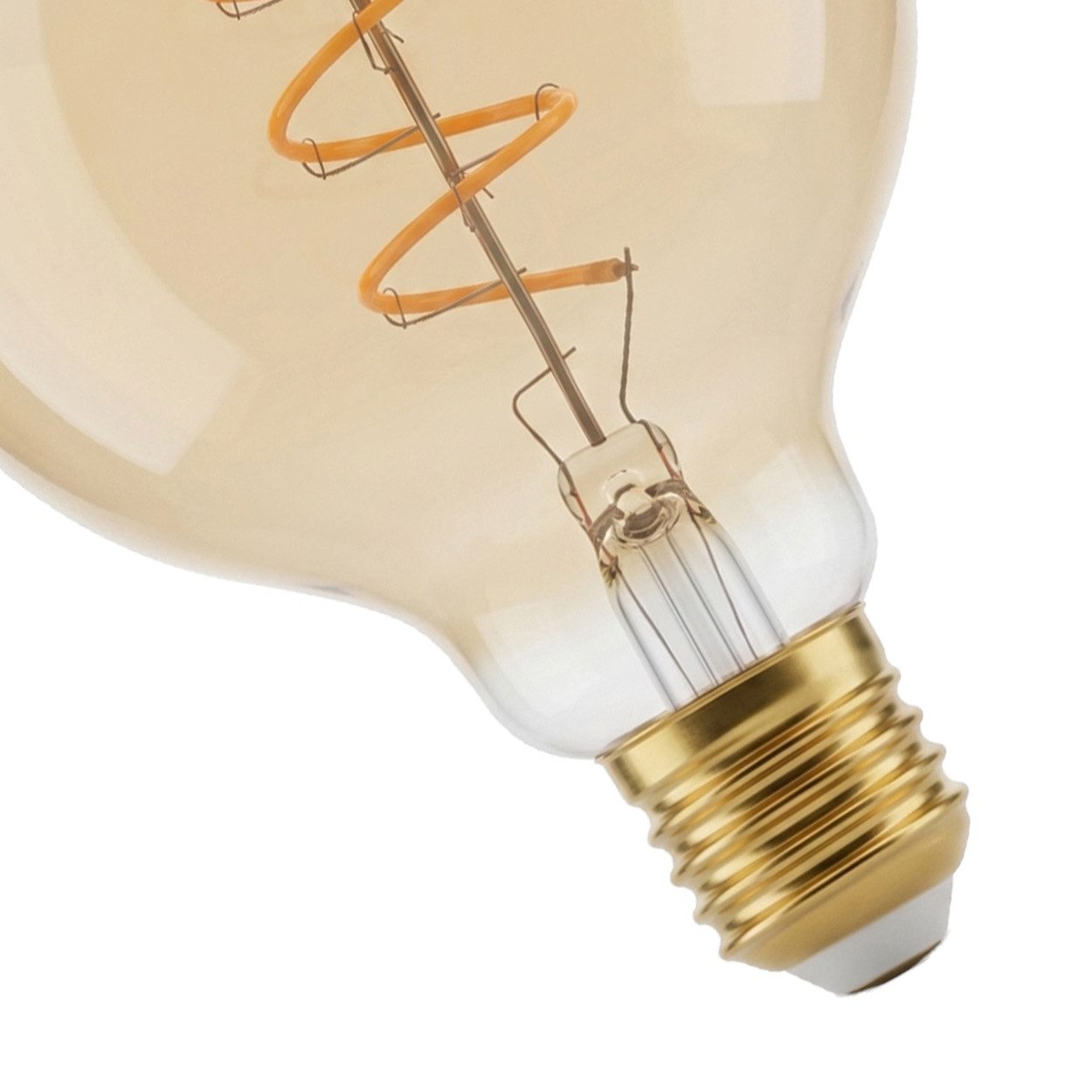 hofstein LED-Leuchtmittel 4er Set Glühbirne Extra Warmweiß dimmbar 6 Watt, E27, 2200 Kelvin, 320 Lumen, Globe Vintage, Filament Spirale, Amber – Bild 4 von 5