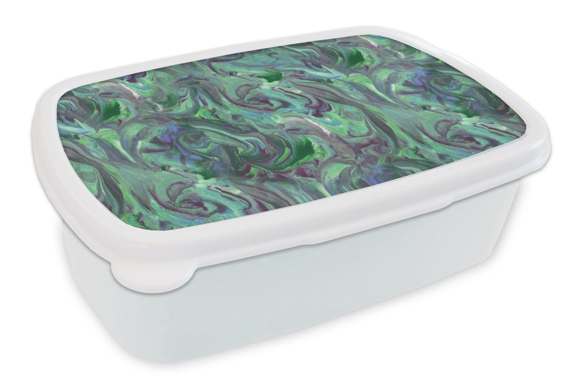 MuchoWow Lunchbox Abstrakt - Marmor - Farbe - Muster, Kunststoff, (2-tlg), Brotbox für Kinder und Erwachsene, Brotdose, für Jungs und Mädchen weiß
