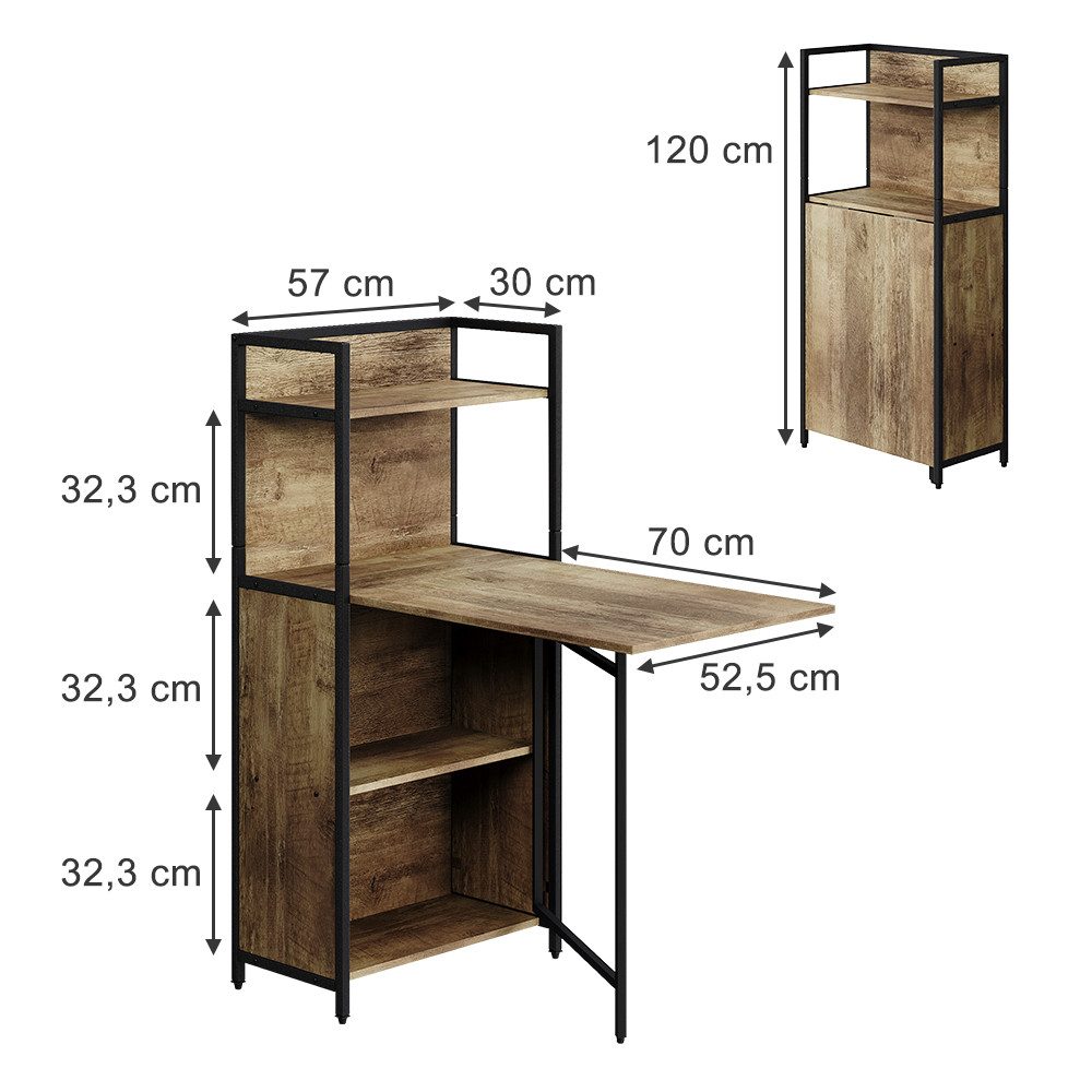 Vicco Esstisch Savio, Eiche rustikal, 57 x 30 cm mit klappbarer Tischplatte günstig online kaufen