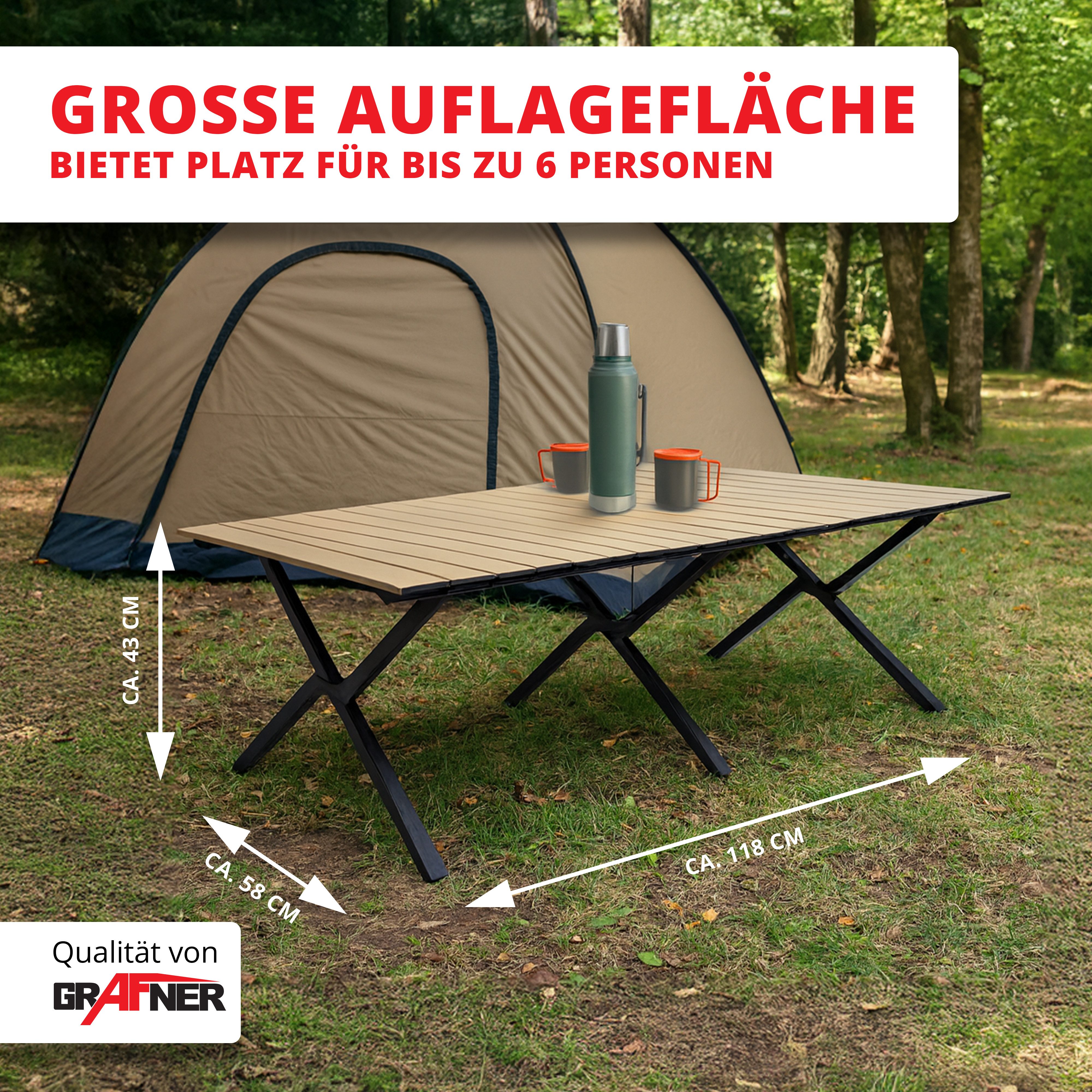 Grafner Campingtisch Campingtisch klappbar Holzoptik 118x58x43 cm inkl. Tra günstig online kaufen