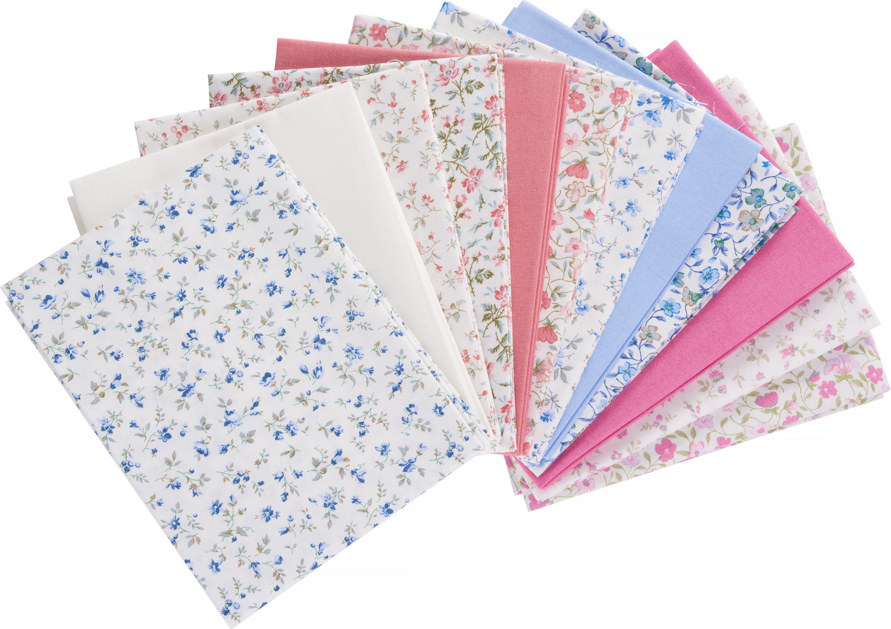 Westfalenstoffe Stoff Stoffpaket 'Mille Fleurs', 12 Stoffe à 48 x 48 cm