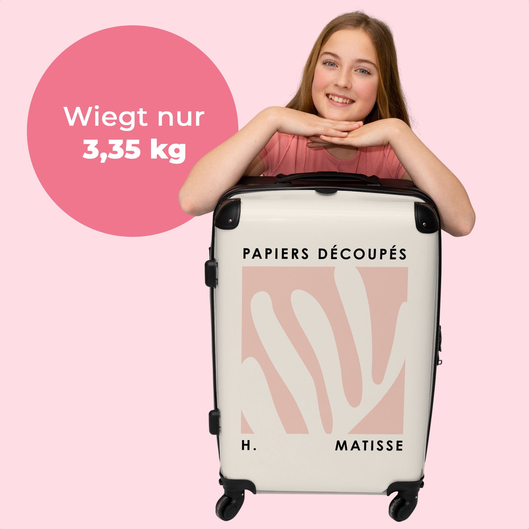 Koffer Rosa 4 - 67x43x25cm - Große Alte 4 Matisse Rollen, - NoBoringSuitcases.com© - Trolley Kunst Reisekoffer Rollen Rollkoffer Aufgabegepäck - Meister, Abstrakt mit