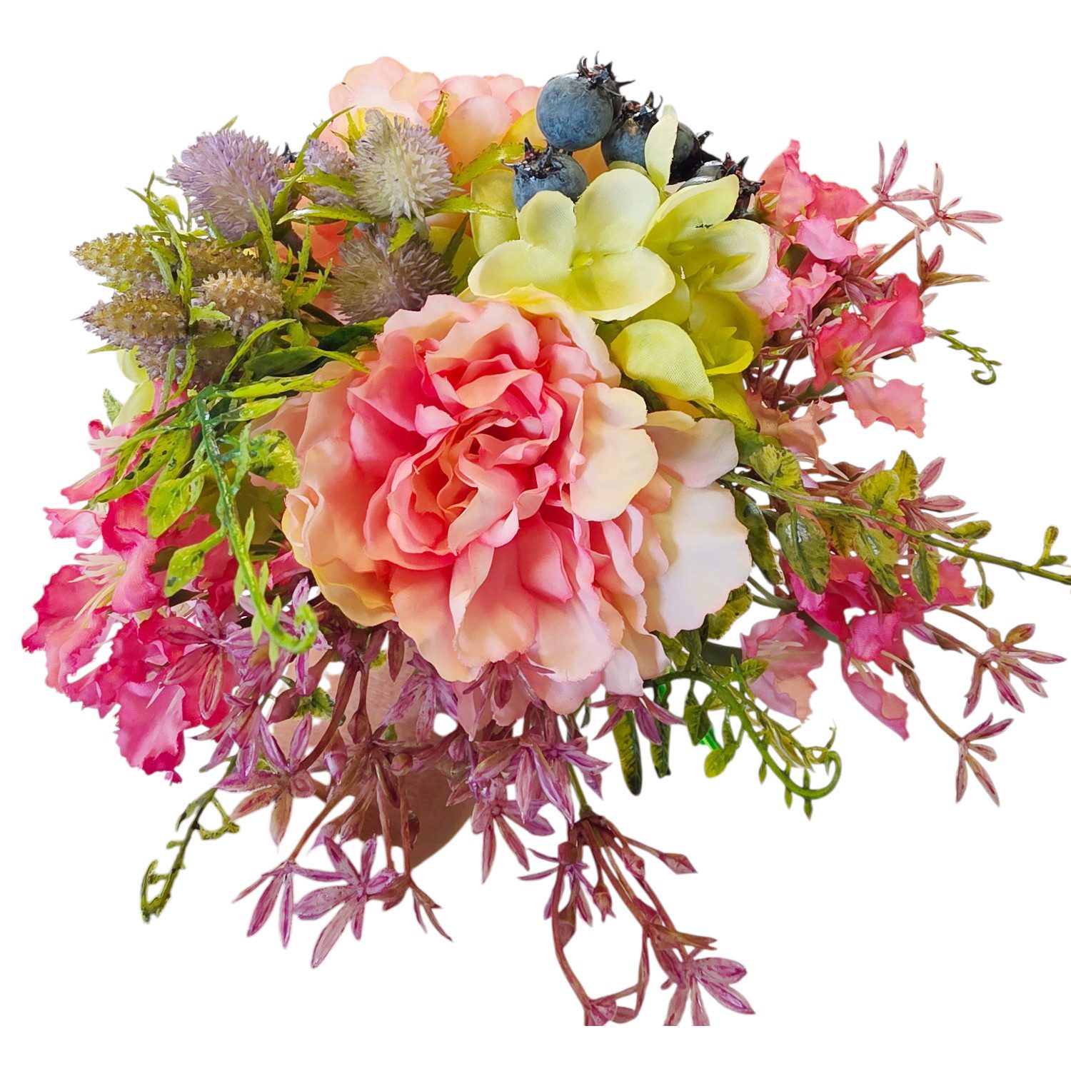 Kunstblumenstrauß 18 cm bunt Kunststoff Seide Deko, Macosa Home, Höhe 30 cm, Blumenstrauß für Vase Tischdeko Wohnraumdekoration – Bild 2 von 2
