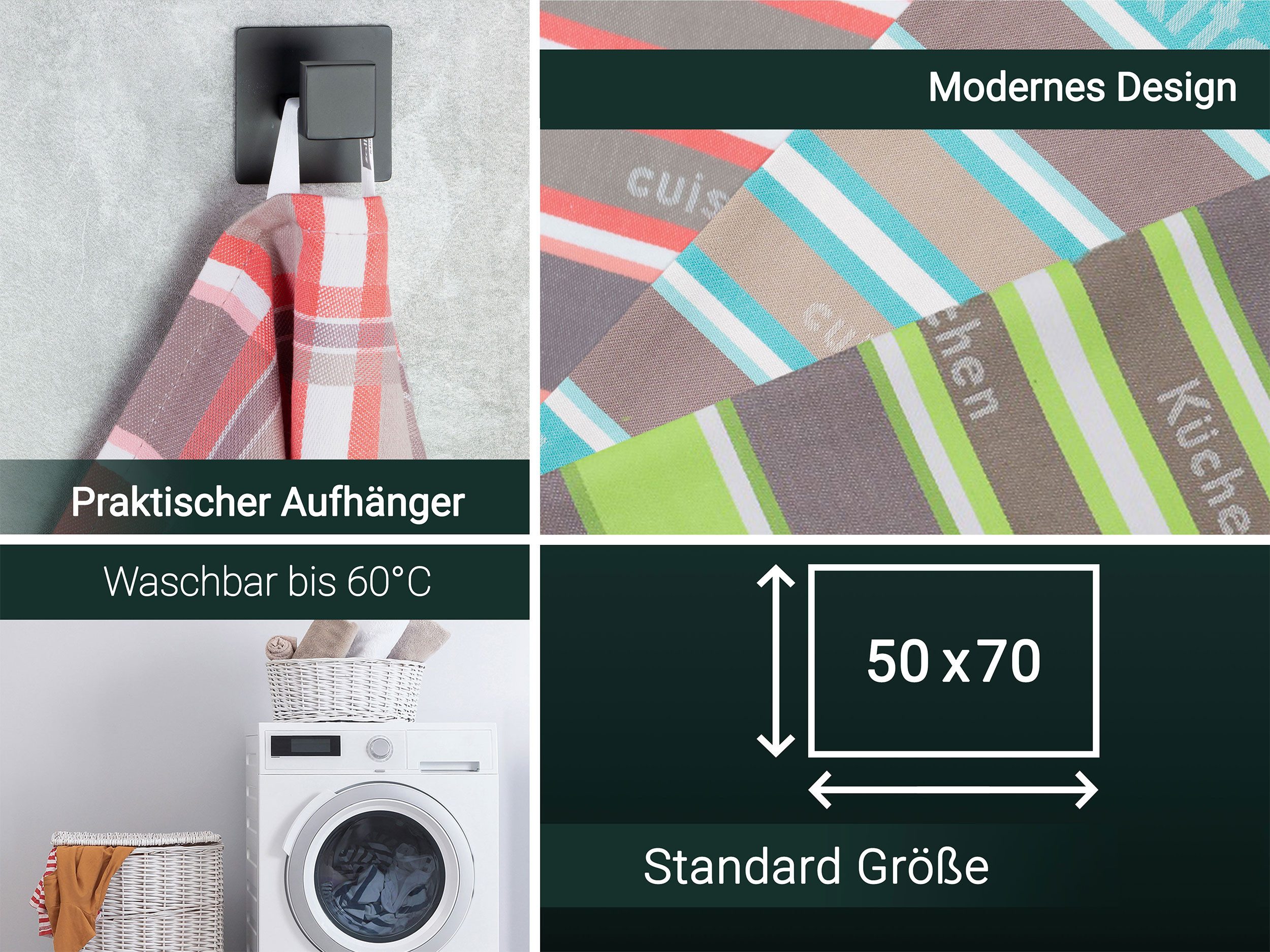 ZOLLNER Geschirrtuch, (Spar-Set, 4-tlg), 50 x 70 cm, 100% Baumwolle, vom Hotelwäschespezialisten