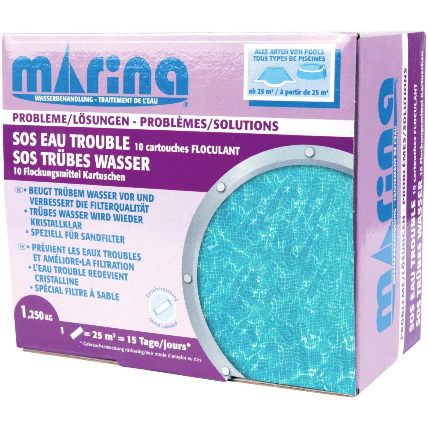 Marina Poolpflege SOS Trübes Wasser 10x125g, 10 Flockungsmittel Kartuschen - Schockbehandlung ohne Chlor – Bild 4 von 5