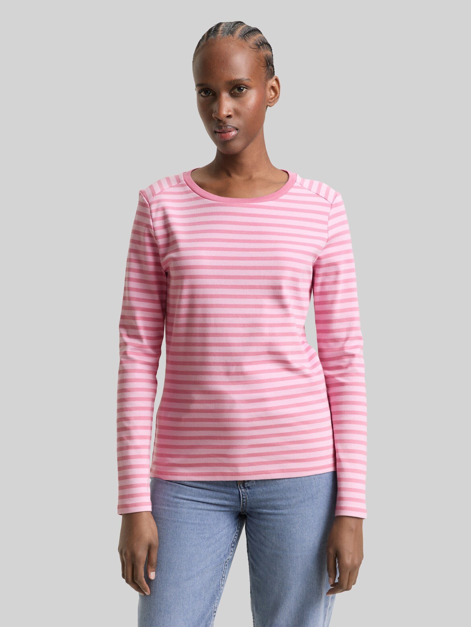 TOM TAILOR Denim Langarmshirt T-Shirt (im Einserpack) Langarmshirt mit Streifenmuster