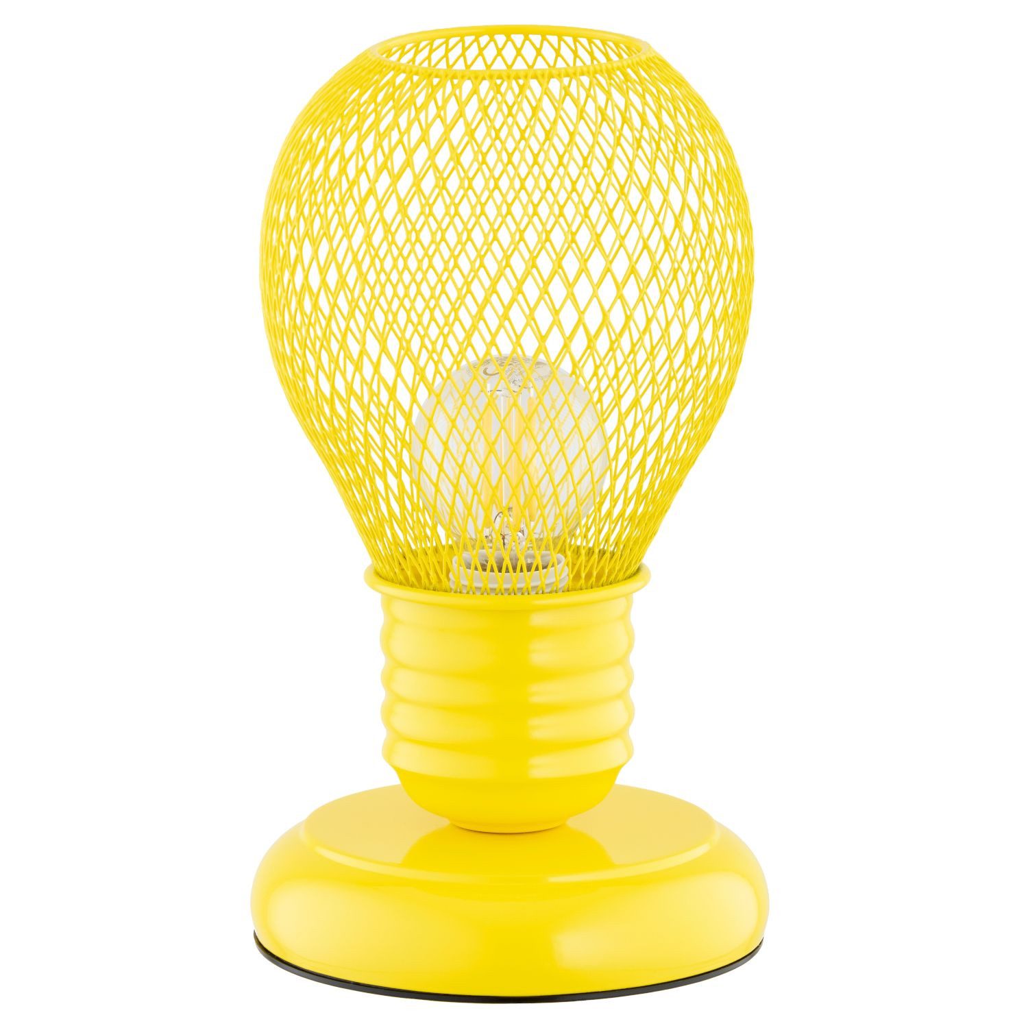 Licht-Erlebnisse Tischleuchte HIRTA, ohne Leuchtmittel, Kinderzimmer Gelb Metall 21 cm hoch E14 Draht Schirm Kinderzimmer