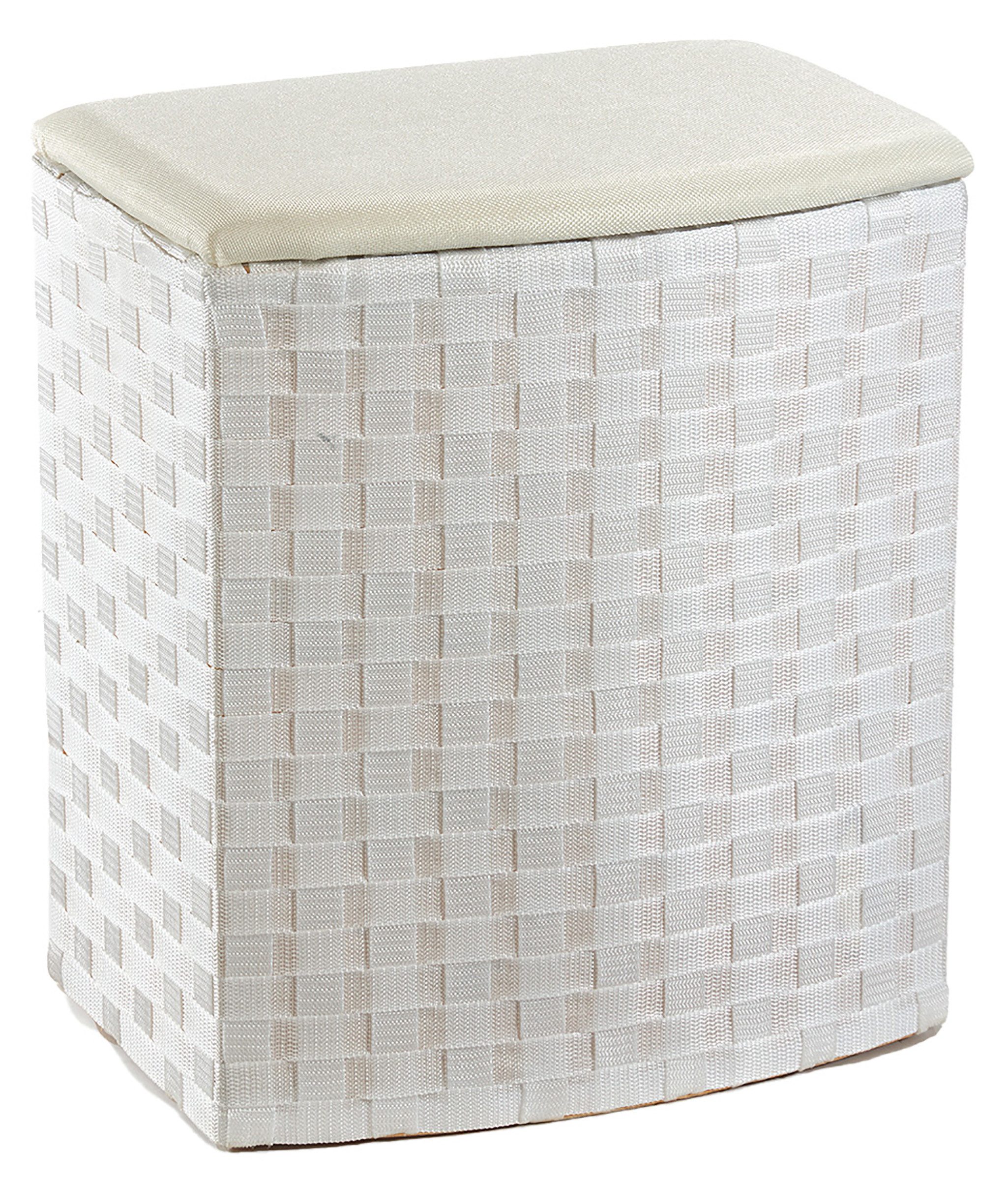 Kobolo Wäschesortierer Wäschebehälter Wäschesammler - Nylon - beige weiß (Stück, mit Deckel), 45x33x53 cm