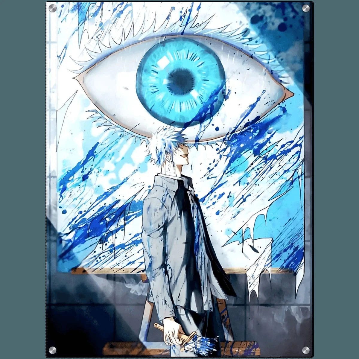 SimpleCanvas Wandbild Gojo's Blue Eyes - Jujutsu Kaisen - Anime Leinwandbild, Wandbild Jujutsu Kaisen, Gojo Blaue Augen