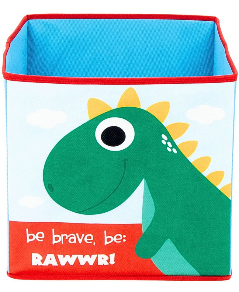 Thumbnail - Zaska Aufbewahrungsbox Dino - Be Brave, Be: RAWWR!, Faltbare Spielzeugbox für Würfelregale 31x31x31 cm