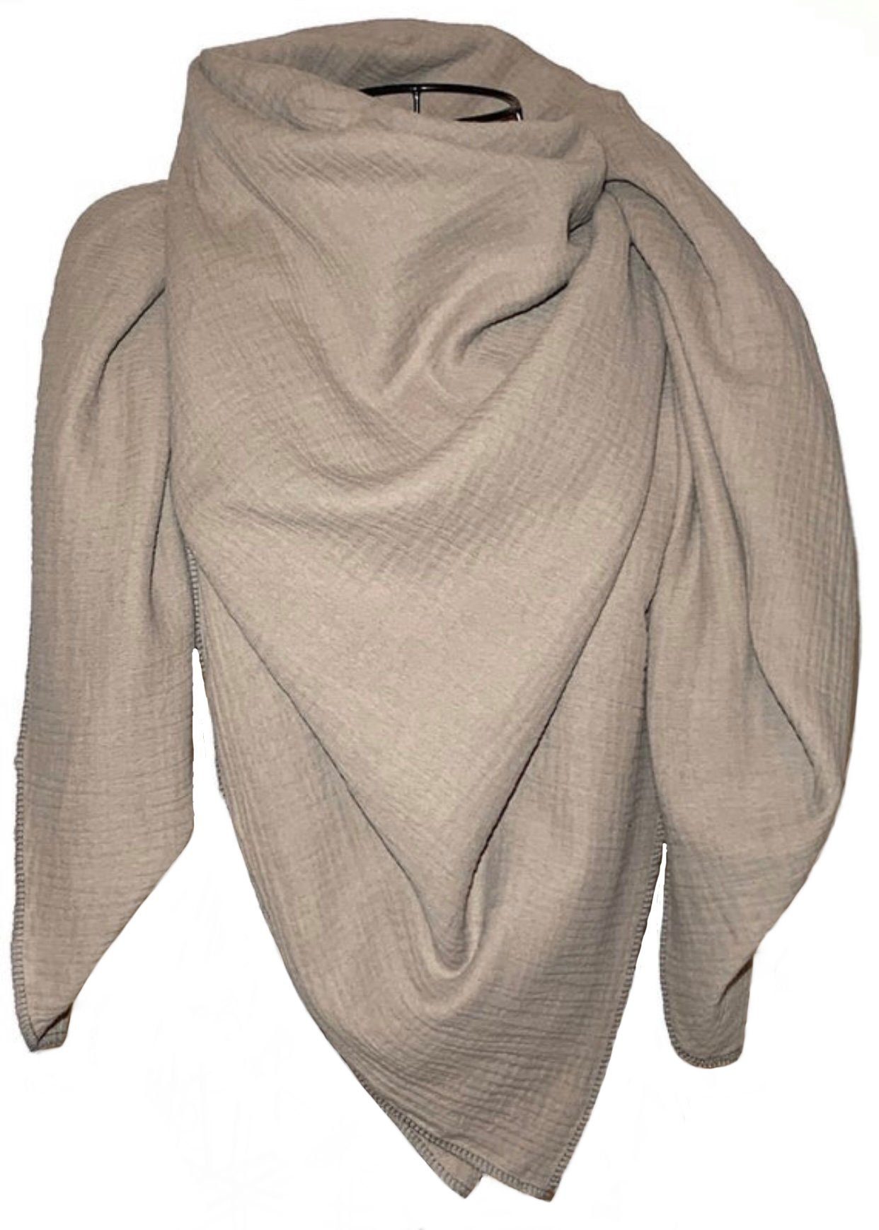 nadycat Modetuch XXL Musselintuch Kinder / Damen XXL, UNI taupe, (1-St), handgefertigt aus der Lausitz