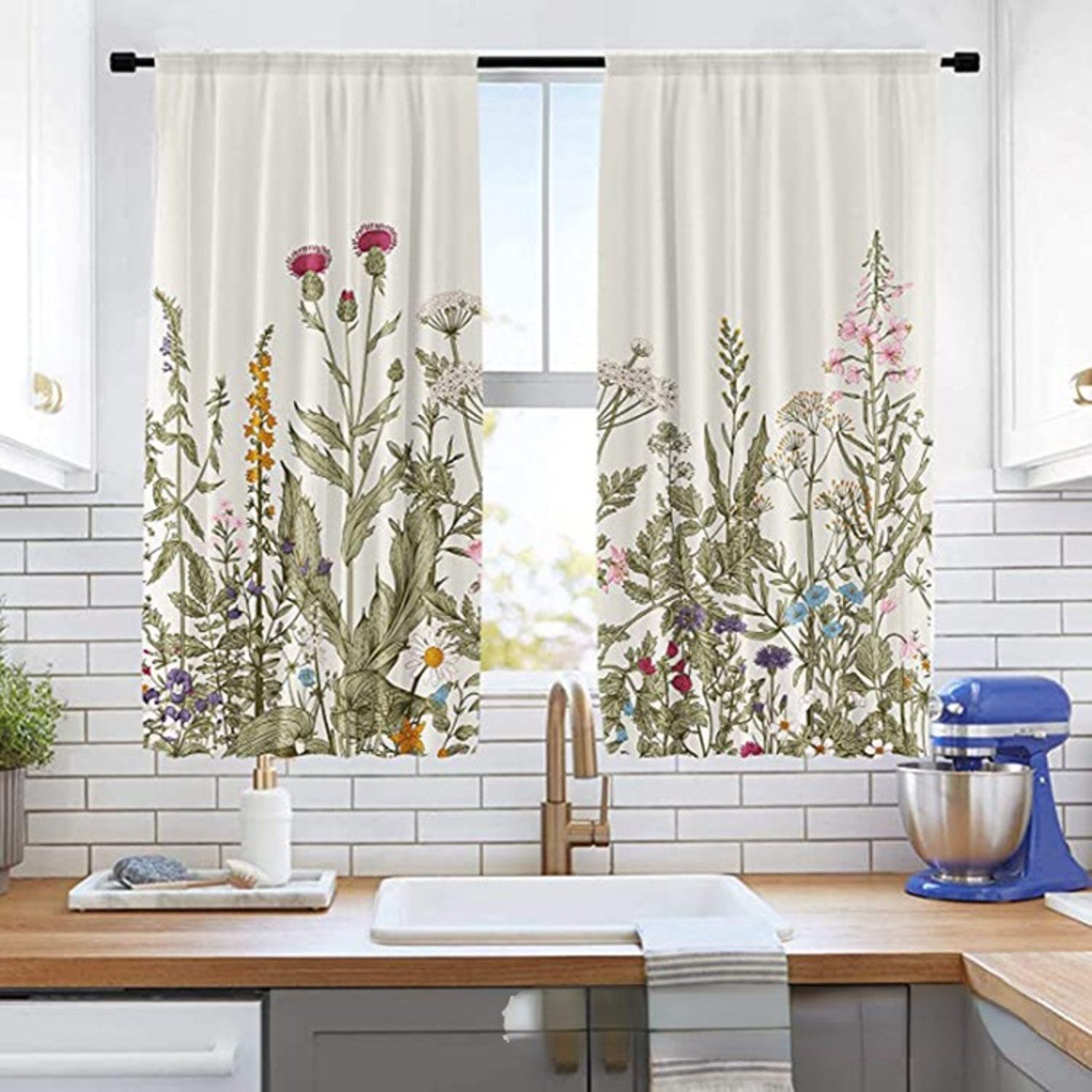 BYSURE Gardine (2 St), Scheibengardine Bistrogardine Küchengardinen 2er Set H 100 x B 70