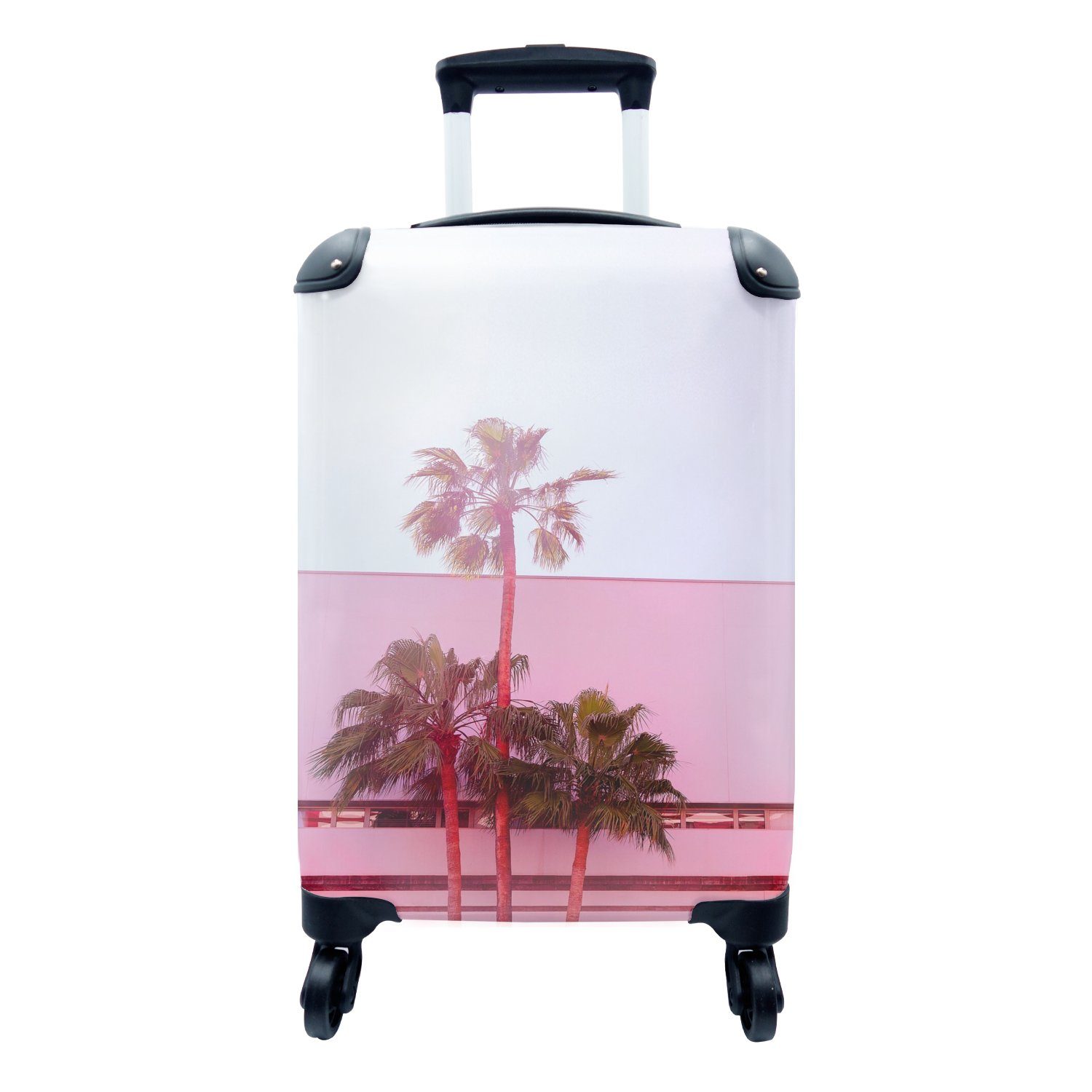 Reisekoffer Handgepäck Poster rollen, Rollen, mit MuchoWow Garten Reisetasche Palme Rosa, - Trolley, Ferien, - Handgepäckkoffer 4 für