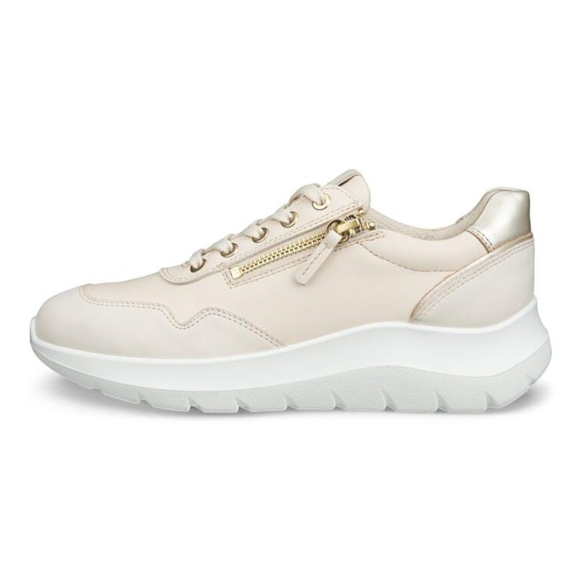 Ecco Valerie Side Zip (Nubukleder) limestone/gold Damen Sneaker