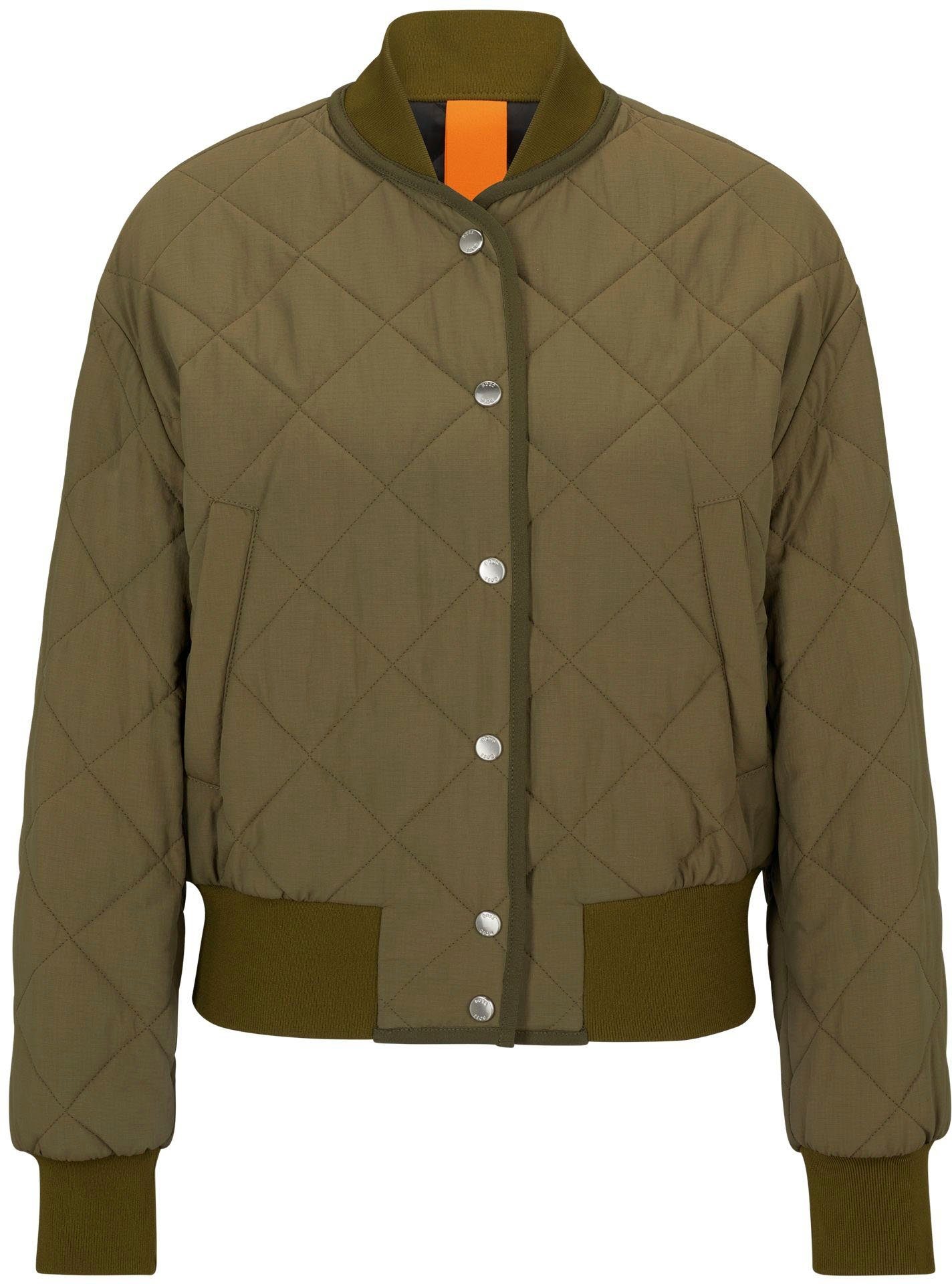 BOSS ORANGE Bomberjacke C_Pomada Steppjacke mit Druckknöpfen Dark_Green