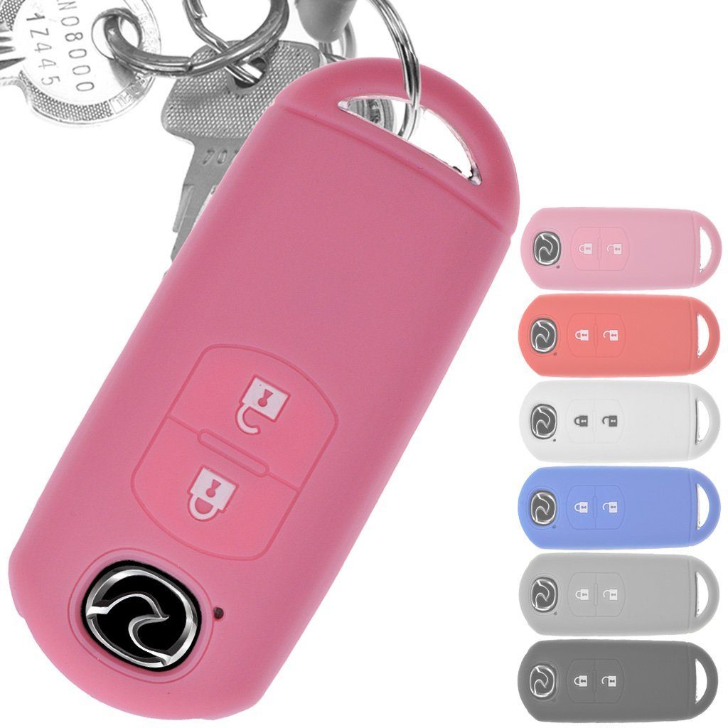 mt-key Schlüsseltasche Autoschlüssel Softcase Pink, 2 CX-3 für CX-5 Tasten SMARTKEY 2 3 Mazda Tasten Silikon 6 Schutzhülle 2 MX-5 KEYLESS