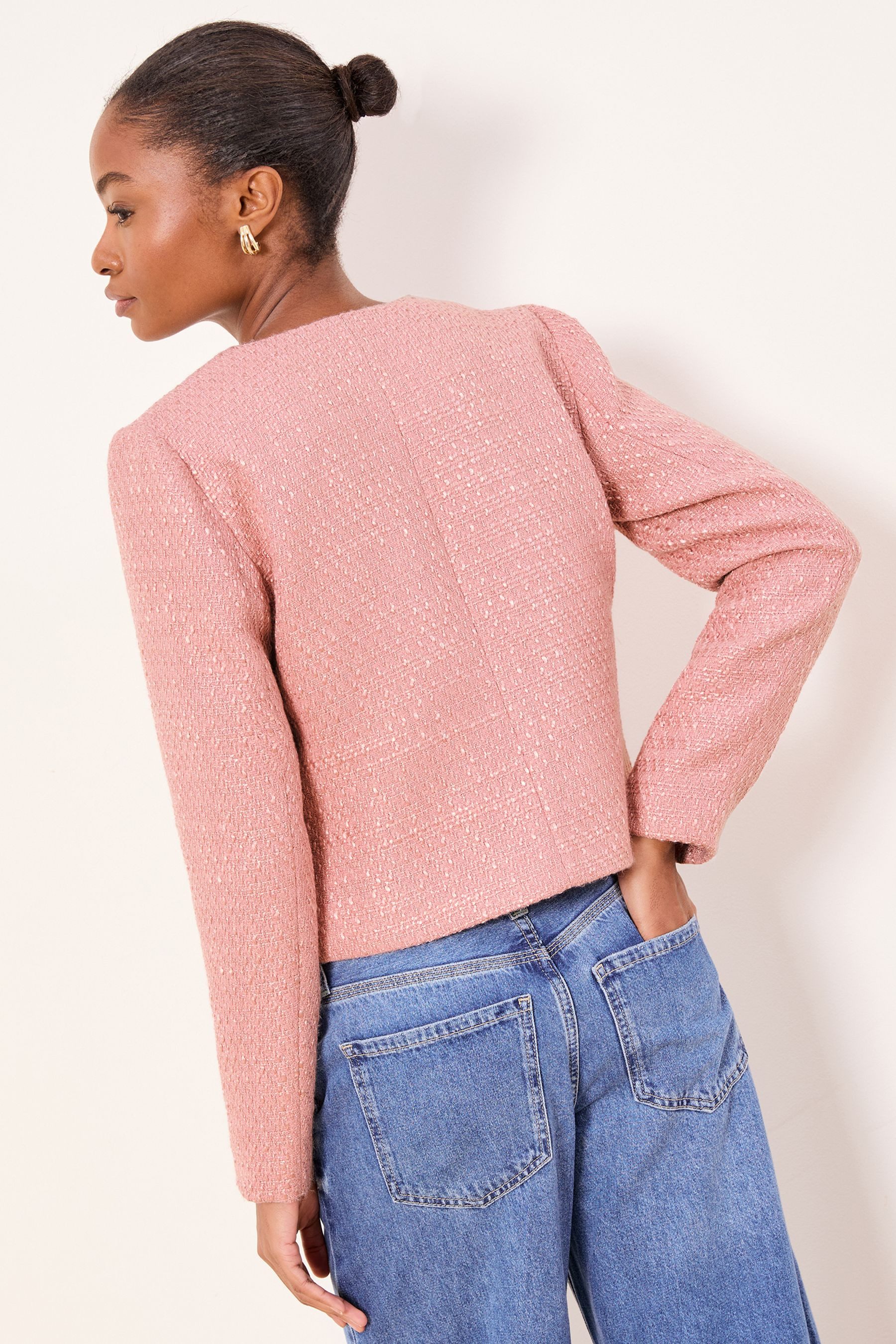 LIPSY Jackenblazer Lipsy Kragenlose Boucléjacke (1-tlg)