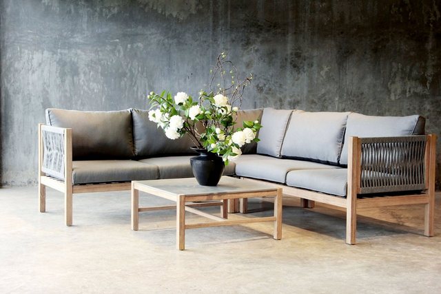 BEST Loungeset Madagaskar, 15-tlg., 3er-Bank, 2er-Bank,Tisch 74x74 cm