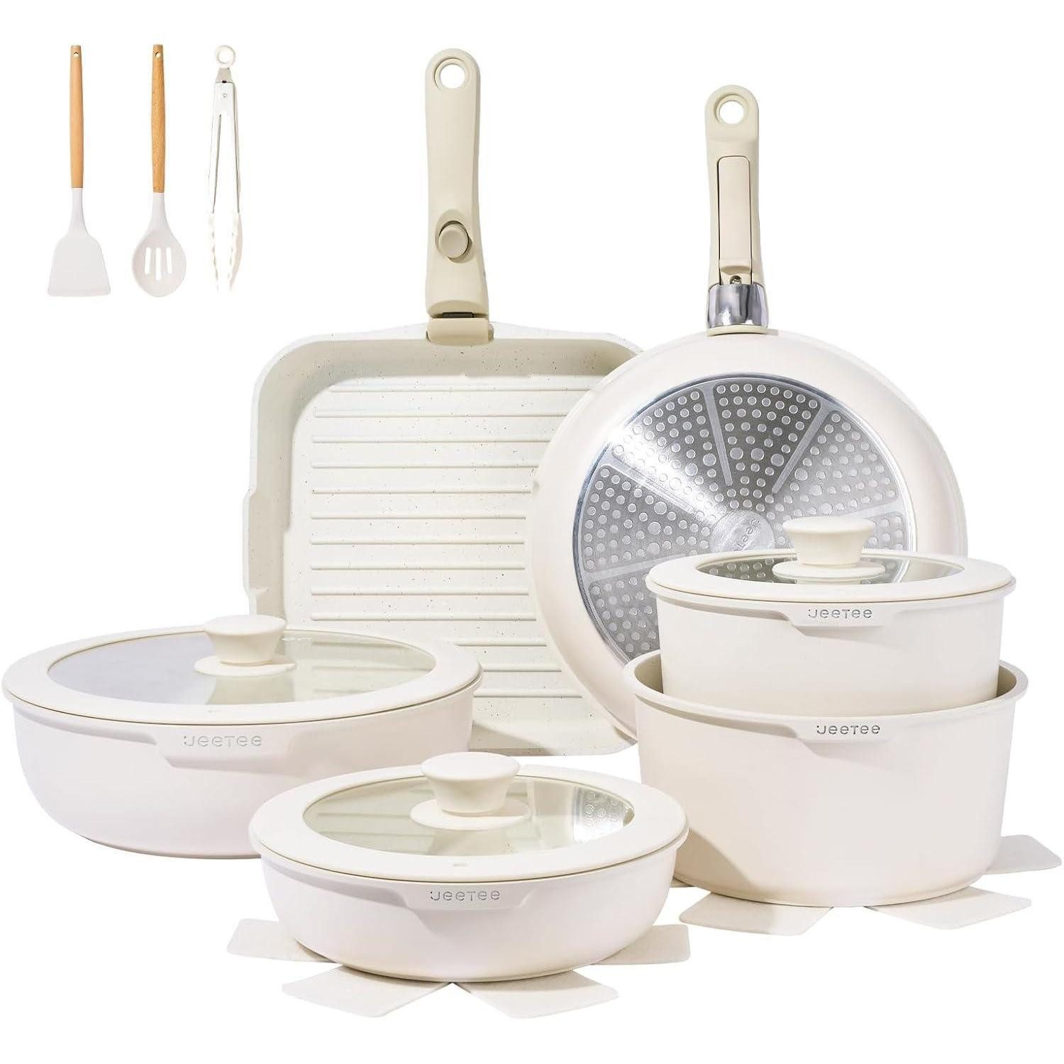 LuxusKollektion Pfannen-Set Topfset Pfannenset abnehmbarem Griff 25tlg Pfanne 20 26cm Kochtopf 18