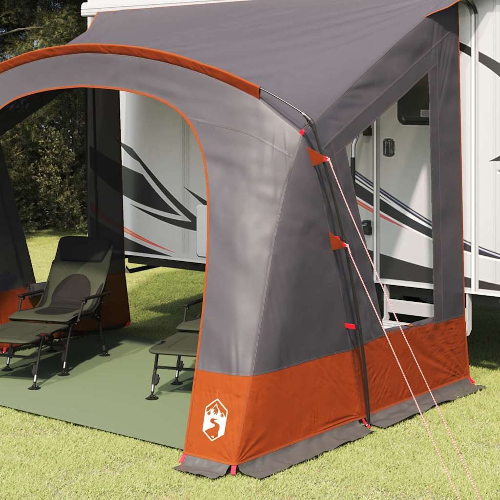 vidaXL Vorzelt Caravan Zelt für 3 Personen Grau und Orange 330 x 252 x 245 cm, (1 tlg)